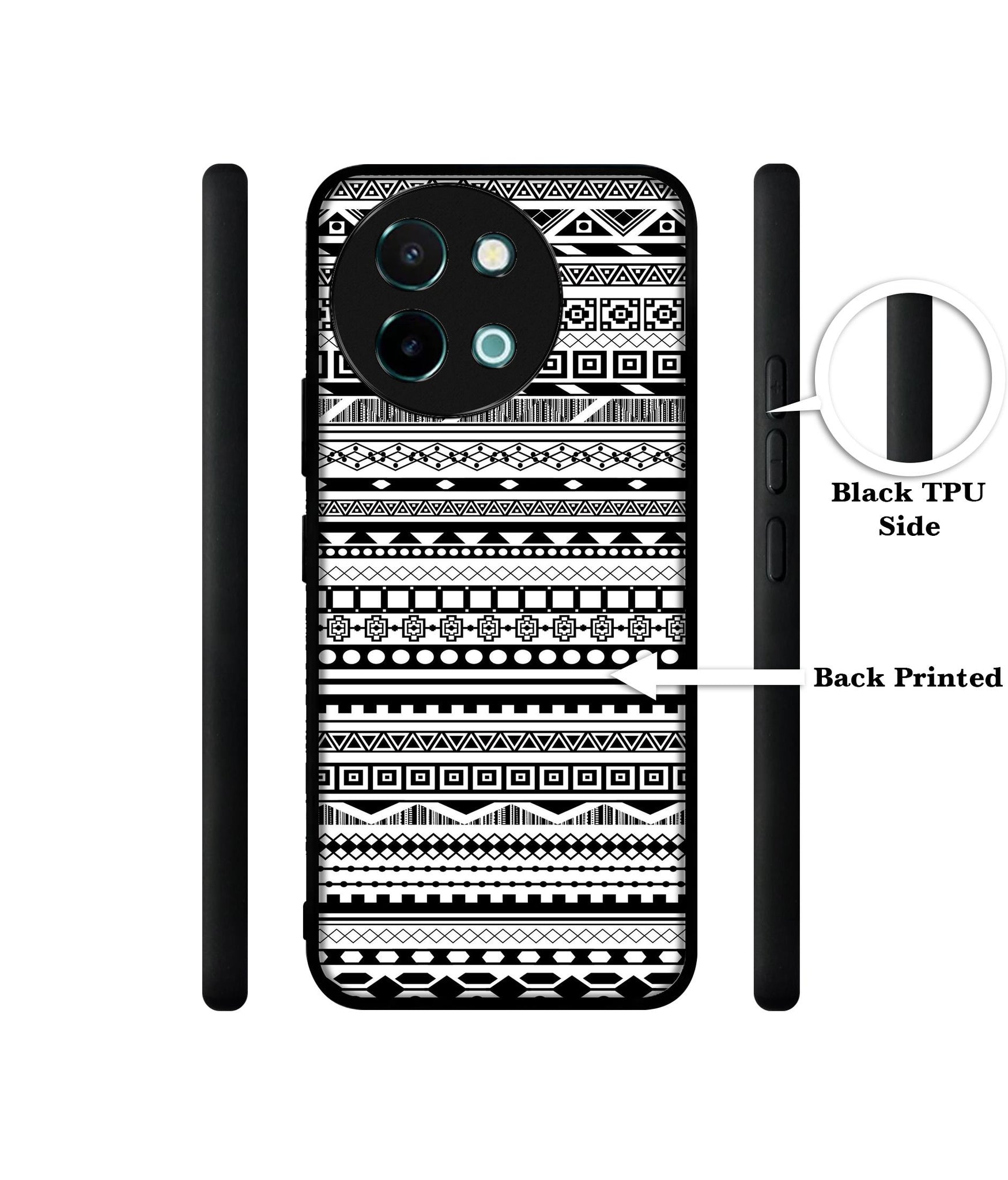 Black & White Patterns Design Designer 2D Printed Back Case Cover for Vivo Y38 5G / Y58 5G