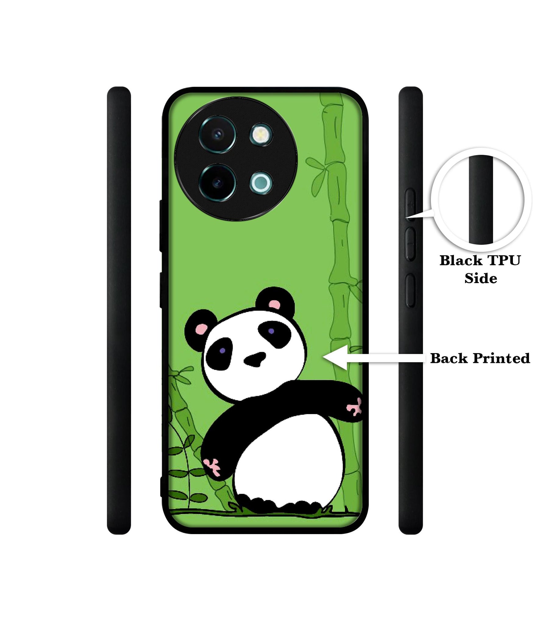 Panda with Bamboo Design Designer 2D Printed Back Case Cover for Vivo Y38 5G / Y58 5G