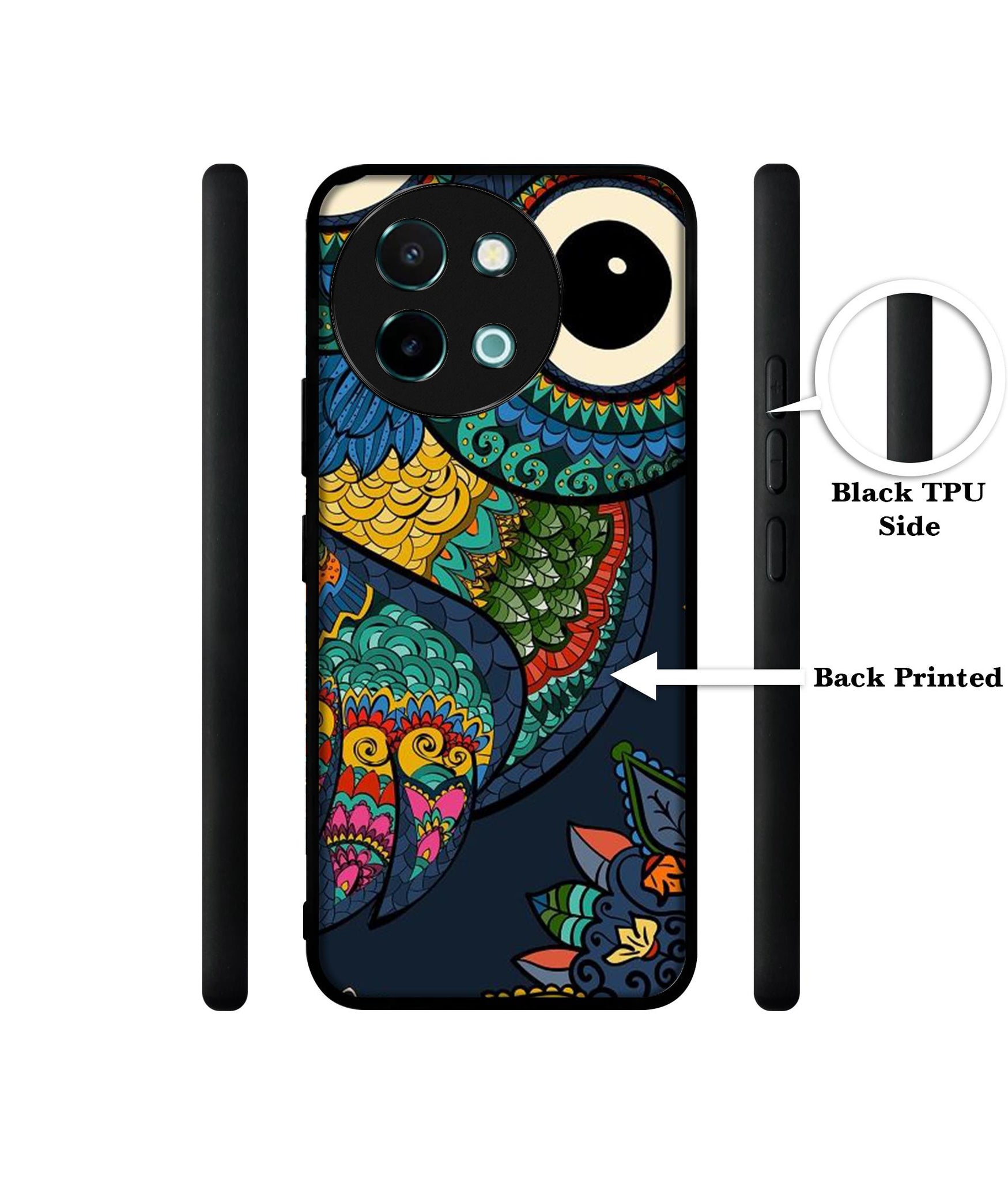 Owl Illustration Design Designer 2D Printed Back Case Cover for Vivo Y38 5G / Y58 5G