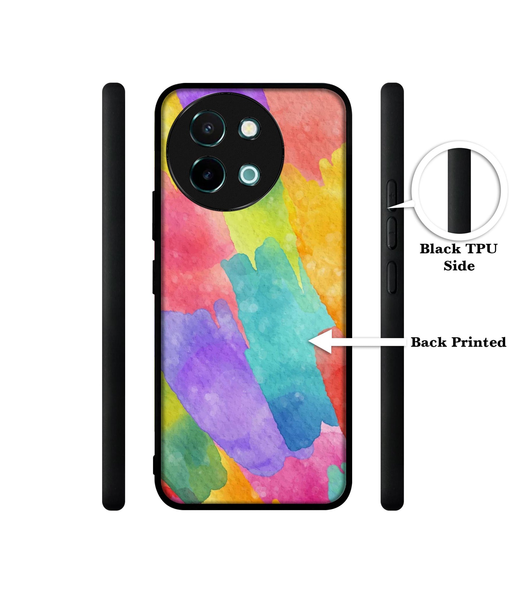 Water Paint Colorful Abstract Design Designer 2D Printed Back Case Cover for Vivo Y38 5G / Y58 5G