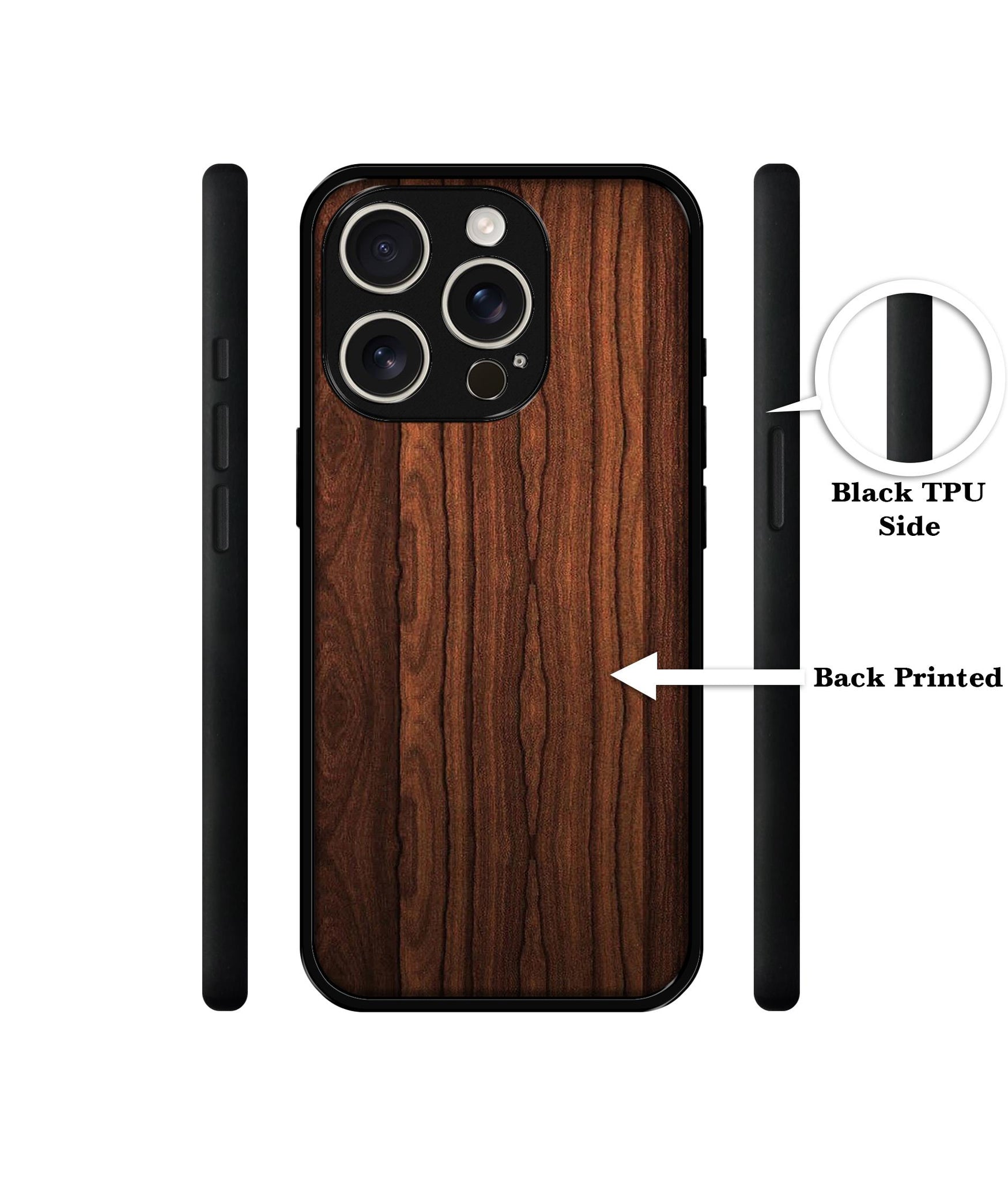 Brown Wooden Texture Design Designer 2D Printed Back Case Cover for Apple iPhone 16 Pro