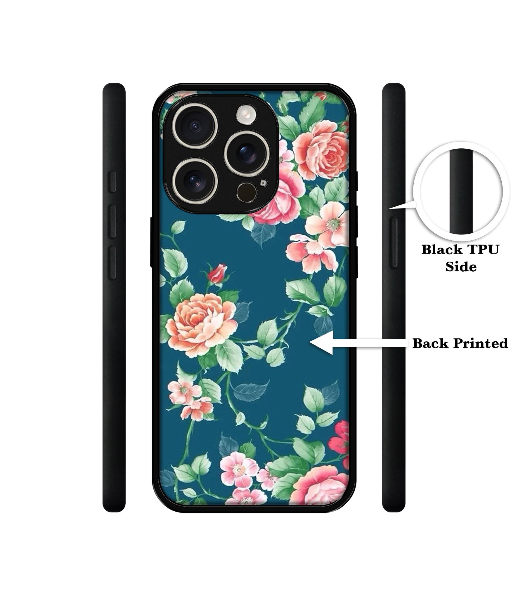 Vintage Floral Design Designer 2D Printed Back Case Cover for Apple iPhone 16 Pro