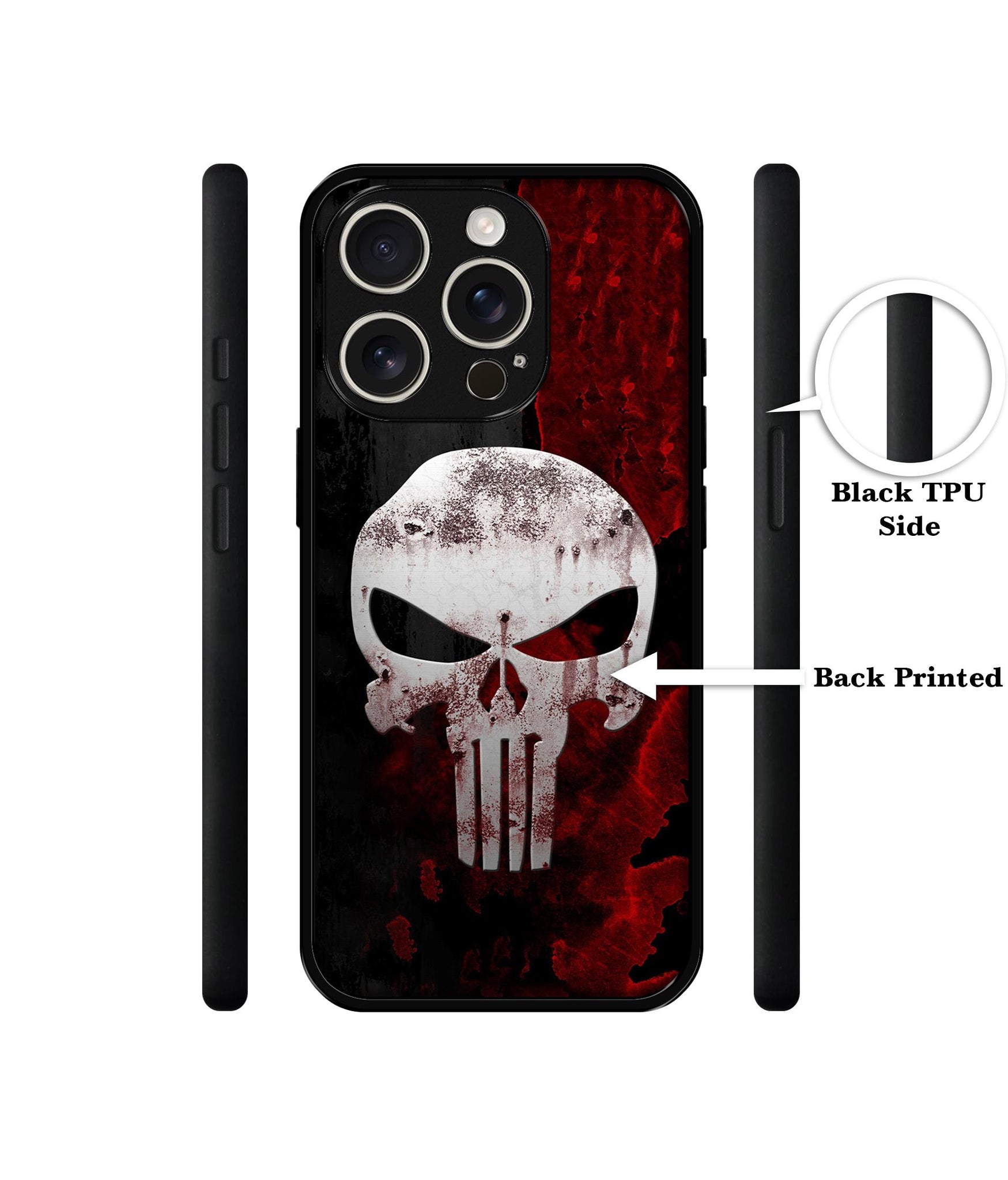 Punisher Skull Design Designer 2D Printed Back Case Cover for Apple iPhone 16 Pro