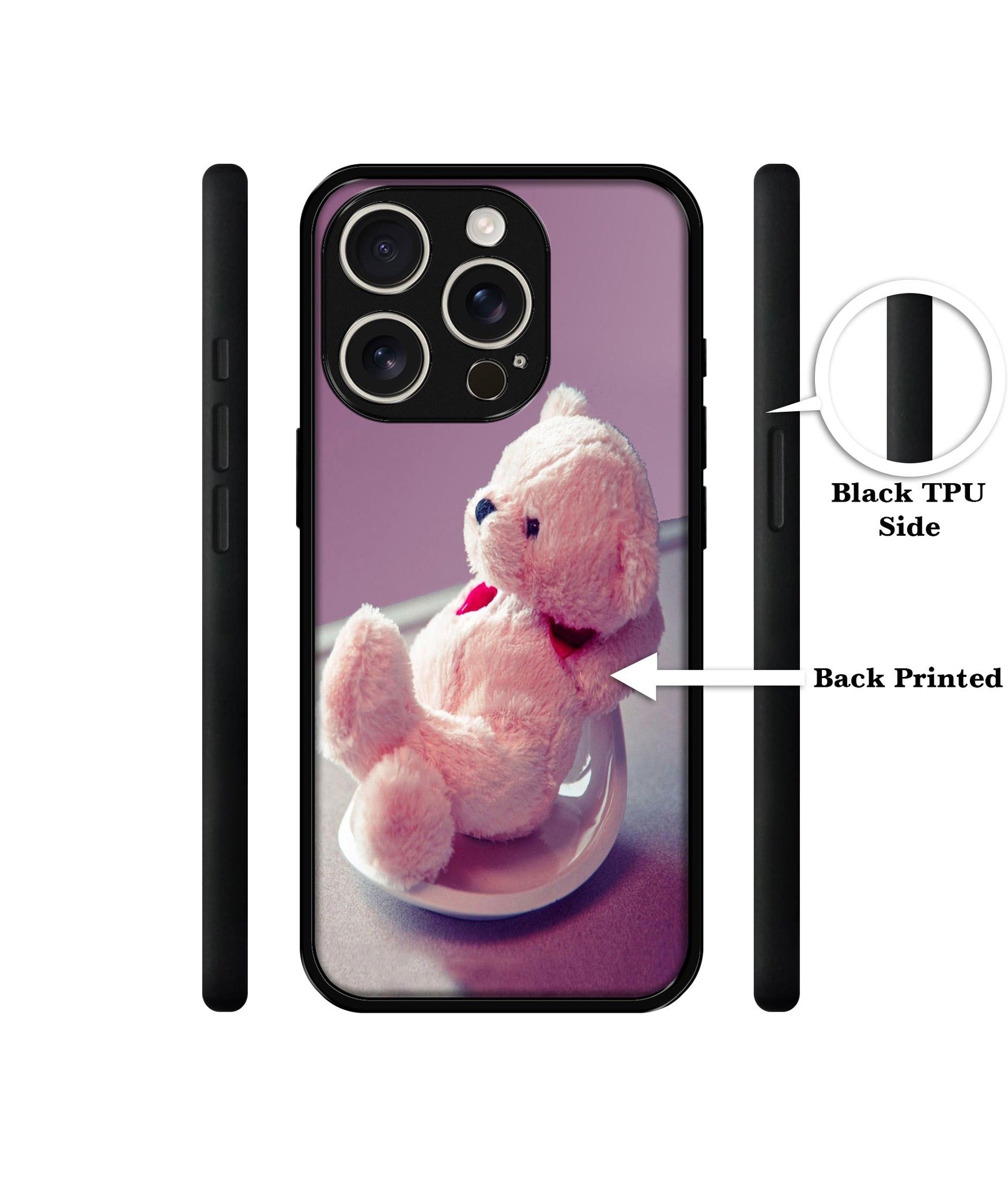 Cute Teddy Bear Design Designer 2D Printed Back Case Cover for Apple iPhone 16 Pro