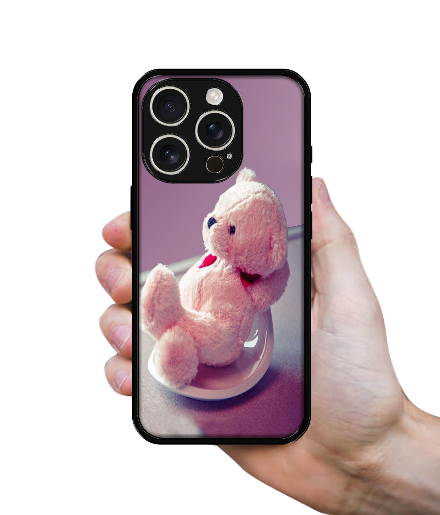 Cute Teddy Bear Design Designer 2D Printed Back Case Cover for Apple iPhone 16 Pro