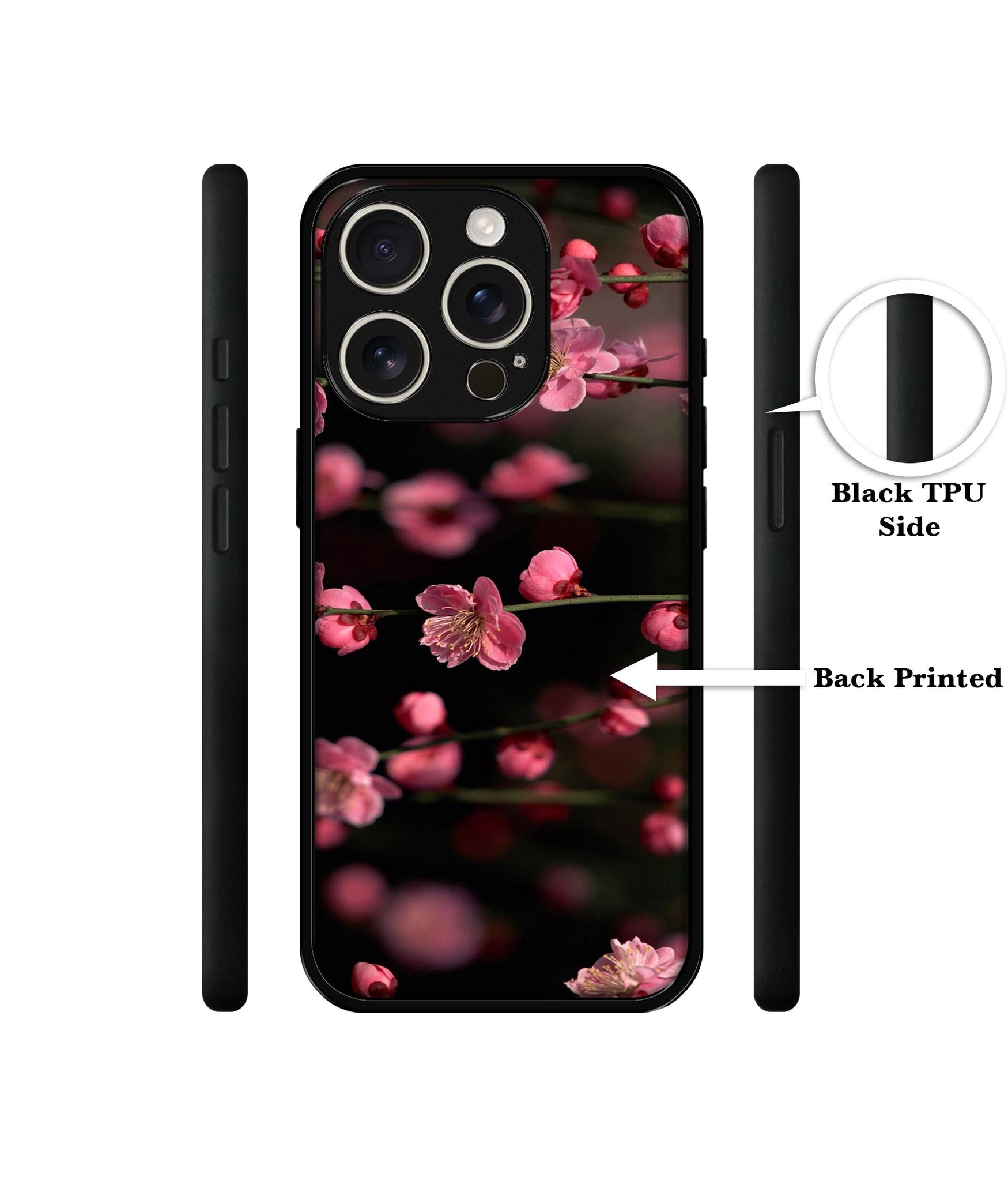 Pink Flowers Design Designer 2D Printed Back Case Cover for Apple iPhone 16 Pro