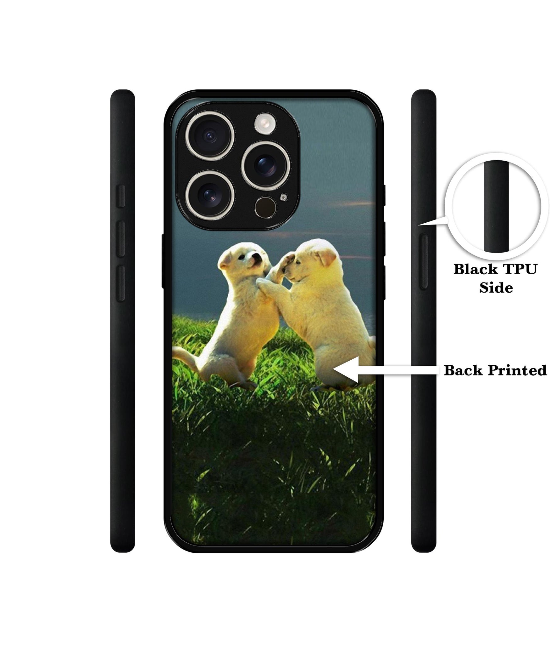 Puppy Couple Sunset Design Designer 2D Printed Back Case Cover for Apple iPhone 16 Pro