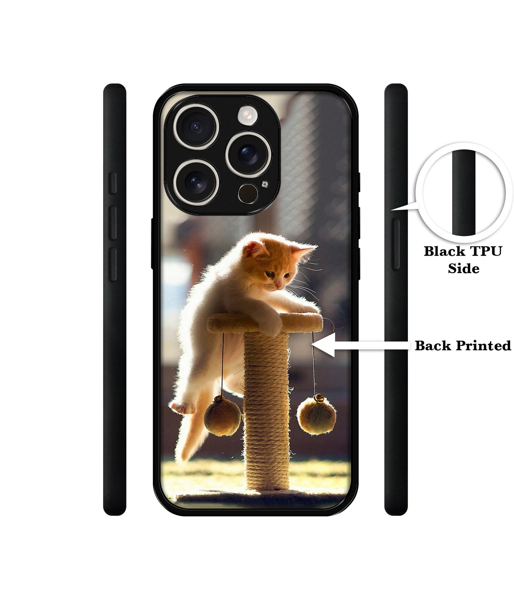 Cat Climbing Design Designer 2D Printed Back Case Cover for Apple iPhone 16 Pro