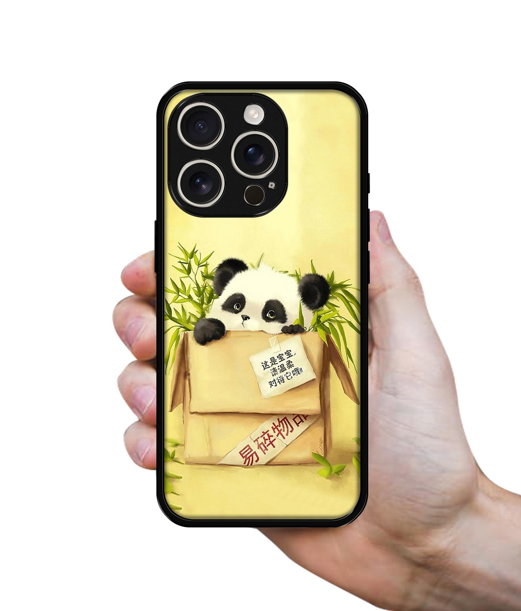 Panda In Box Design Designer 2D Printed Back Case Cover for Apple iPhone 16 Pro