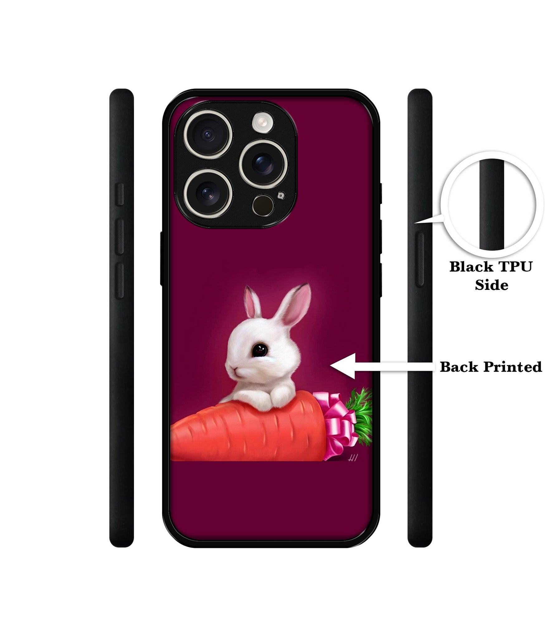 Bunny With Carrot Design Designer 2D Printed Back Case Cover for Apple iPhone 16 Pro