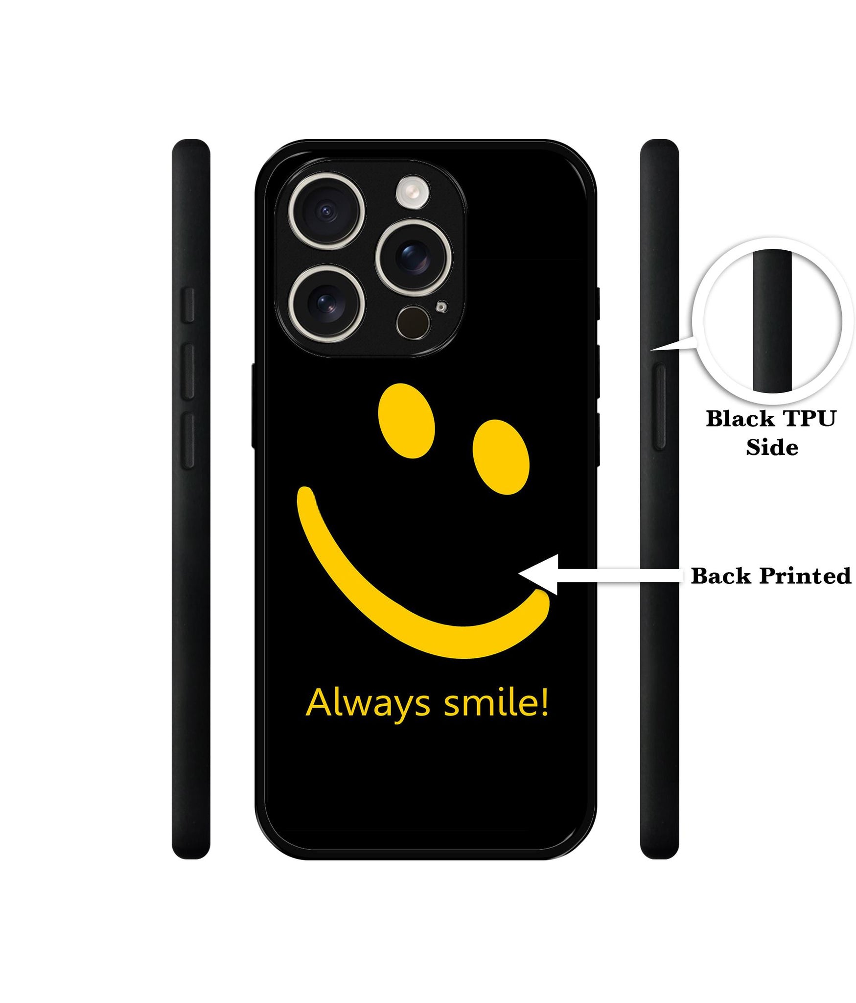 Always Smile Quote Design Designer 2D Printed Back Case Cover for Apple iPhone 16 Pro