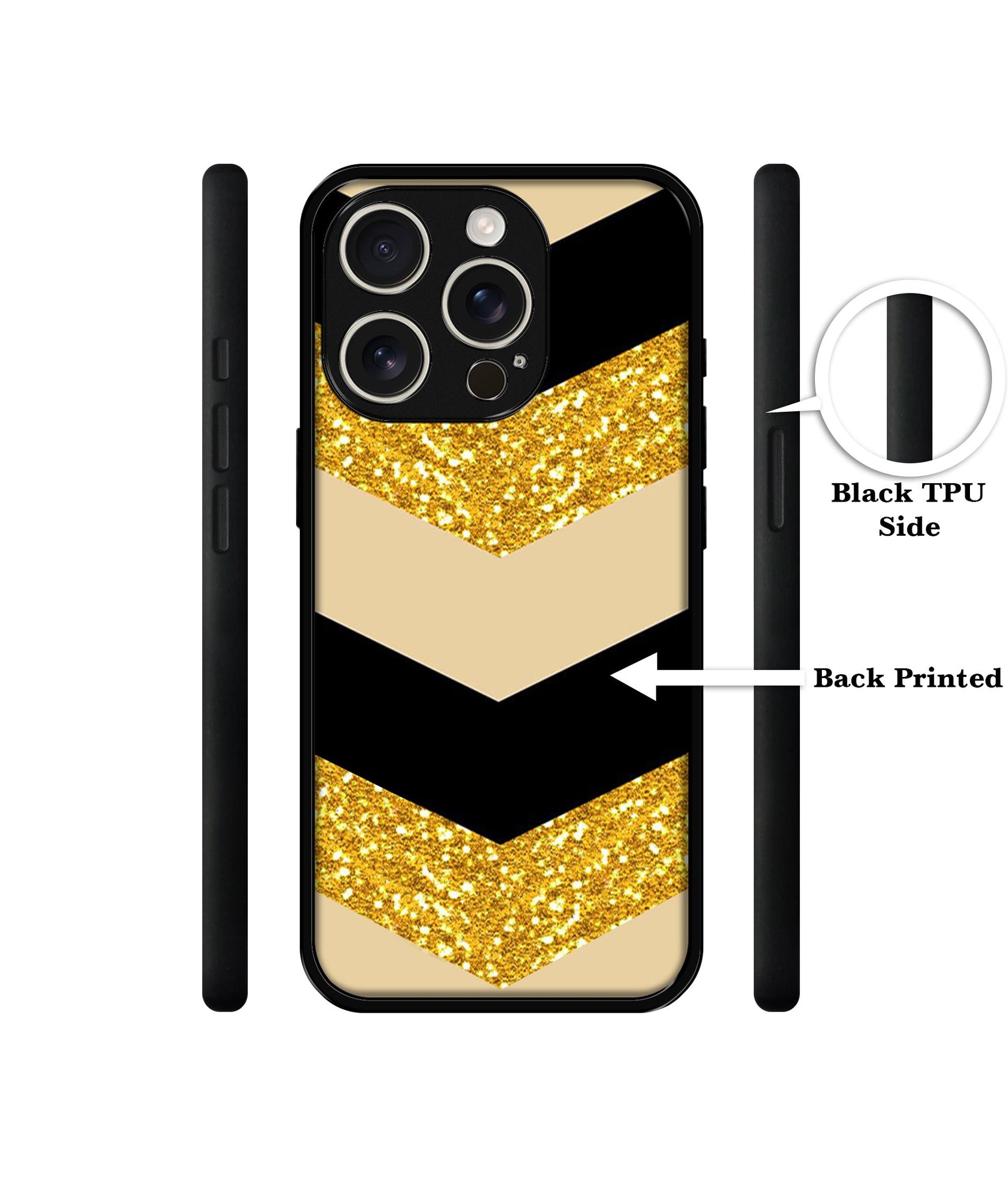 Black & Gold Design Designer 2D Printed Back Case Cover for Apple iPhone 16 Pro