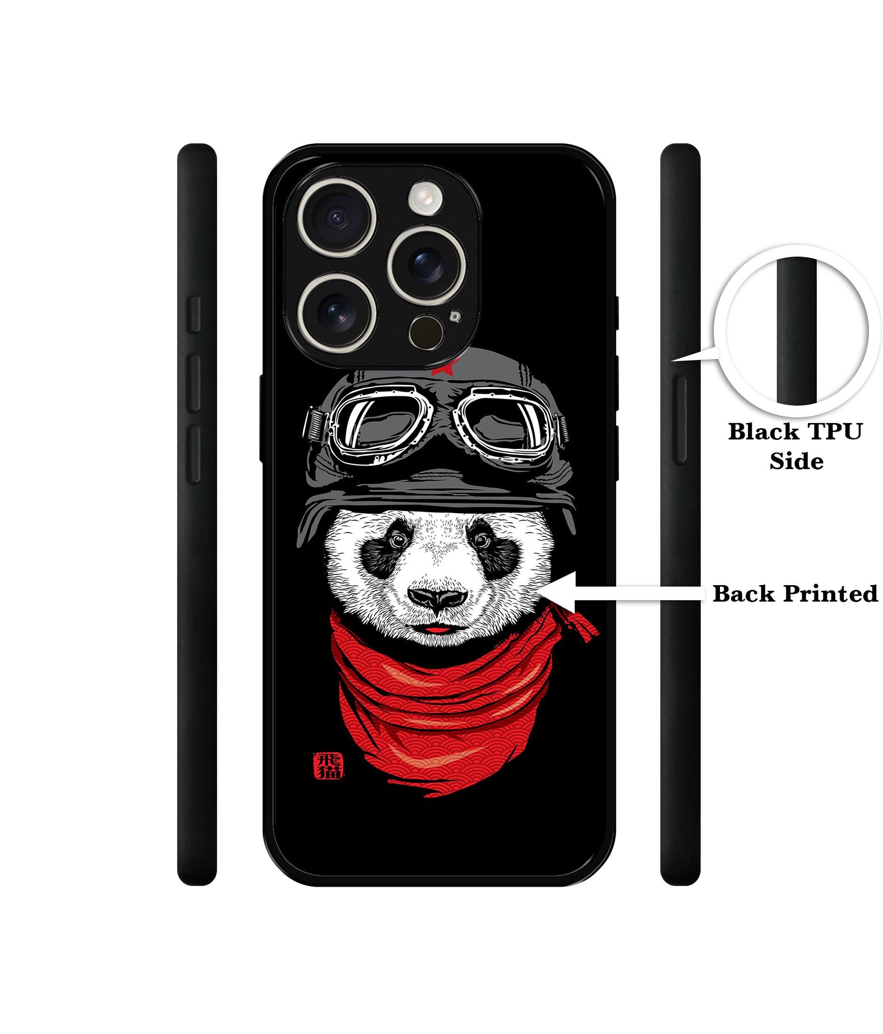 Biker Panda Design Designer 2D Printed Back Case Cover for Apple iPhone 16 Pro