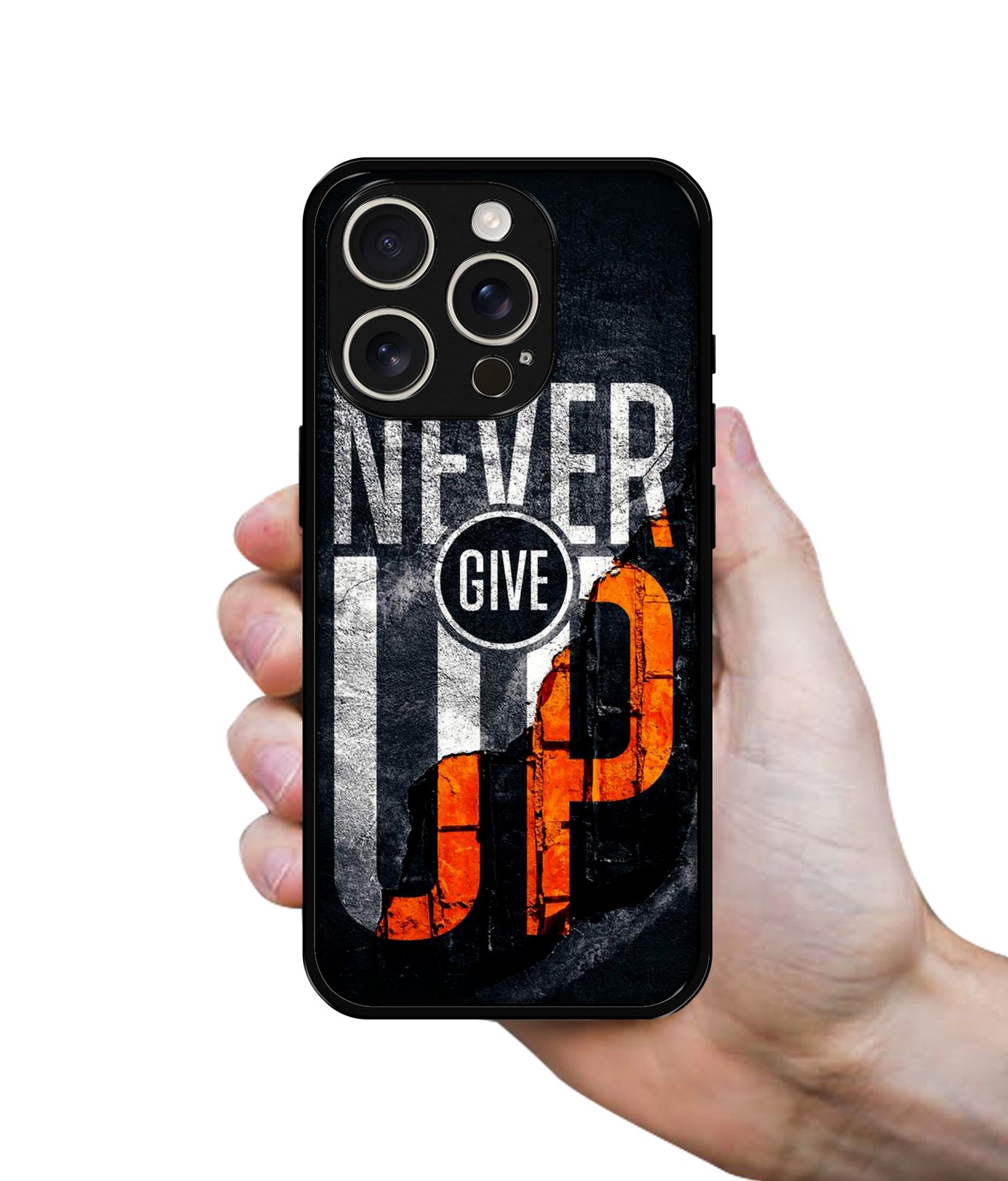 Never Give Up Design Designer 2D Printed Back Case Cover for Apple iPhone 16 Pro