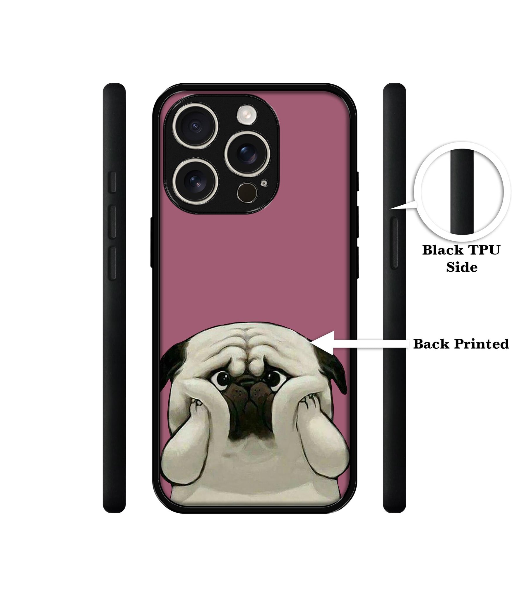 Cute Pug Holding Big Cheeks Design Designer 2D Printed Back Case Cover for Apple iPhone 16 Pro