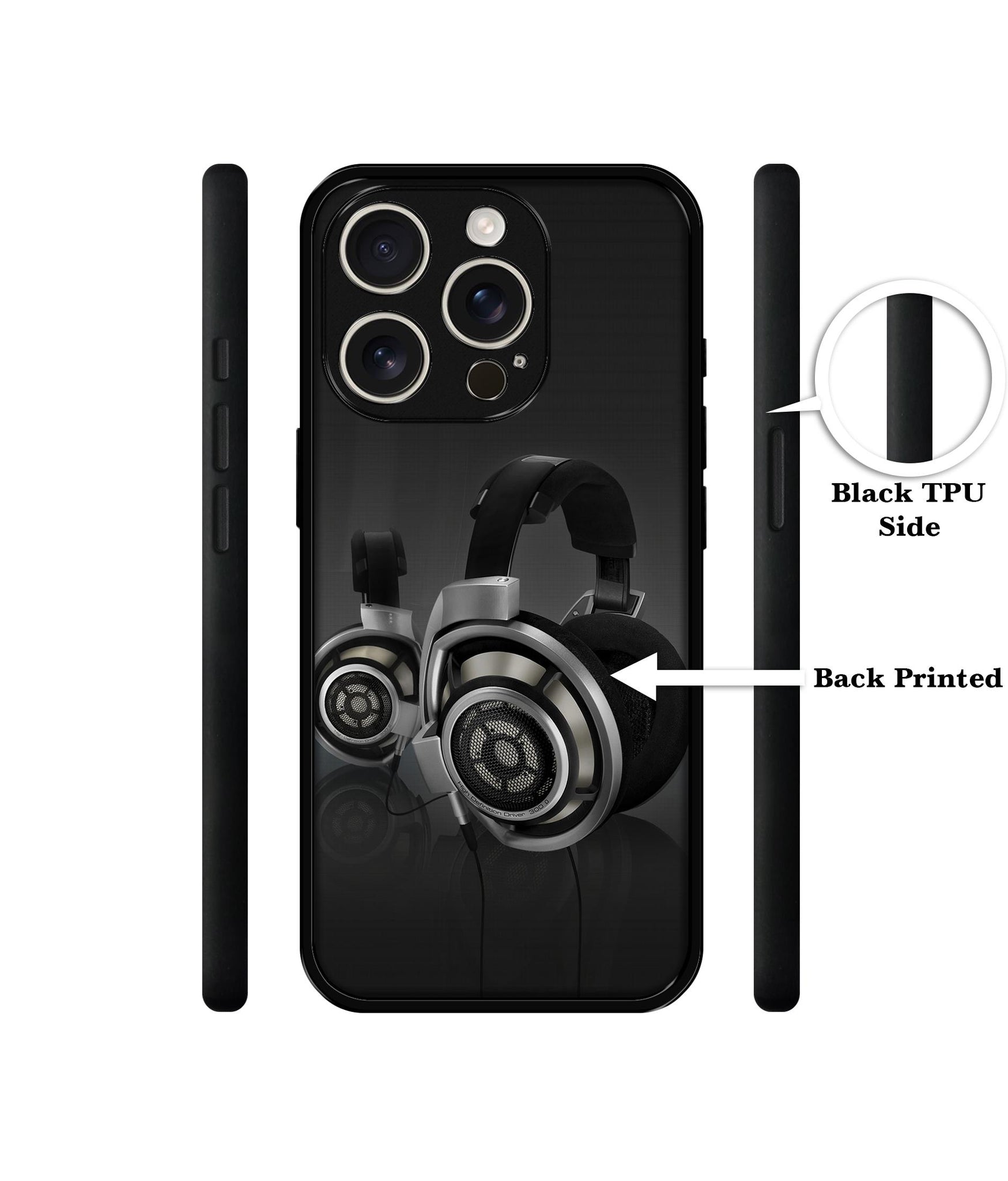Head Phone Design Designer 2D Printed Back Case Cover for Apple iPhone 16 Pro Max