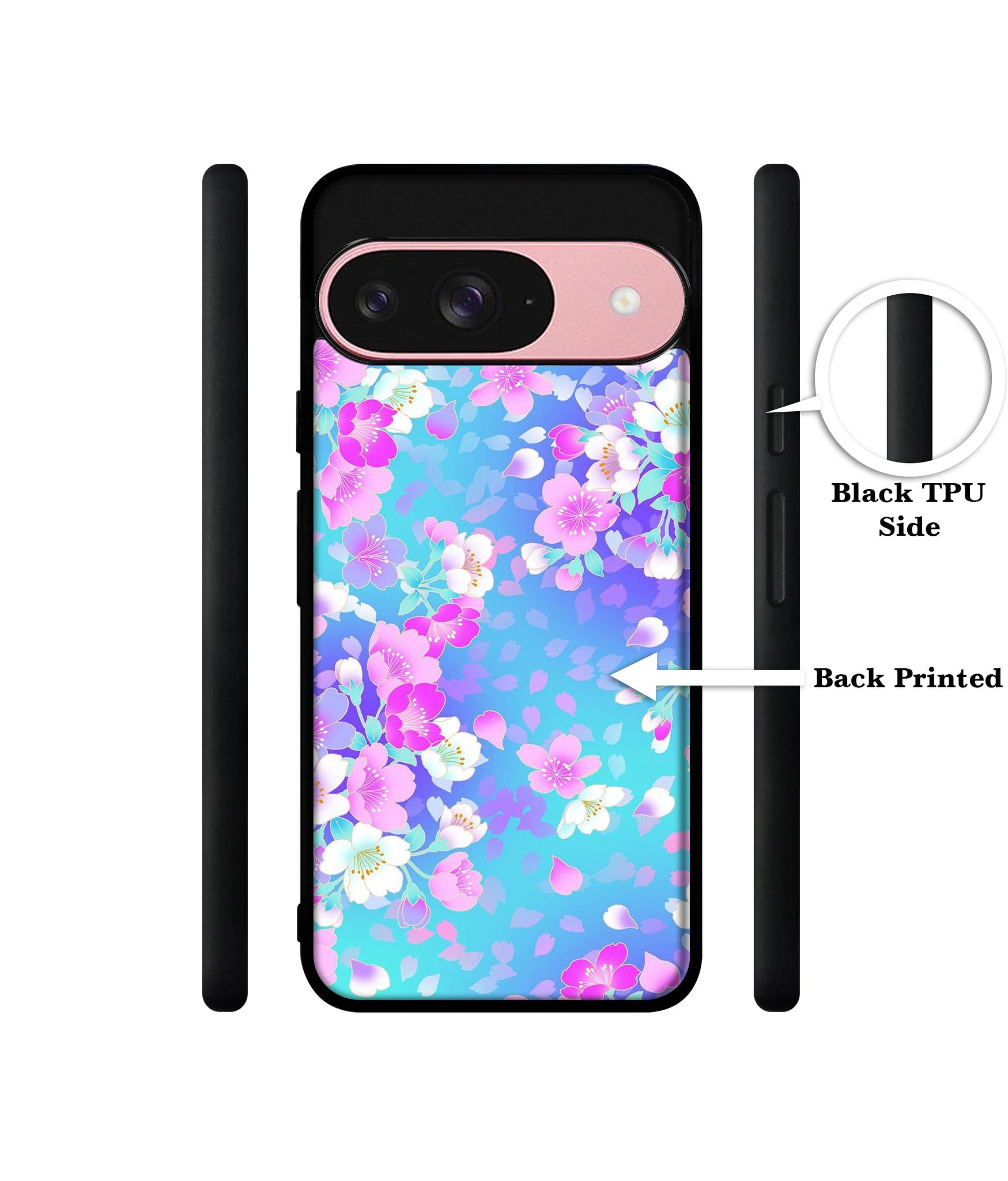Floral Blue Pattern Design Designer 2D Printed Back Case Cover for Google Pixel 9 5G