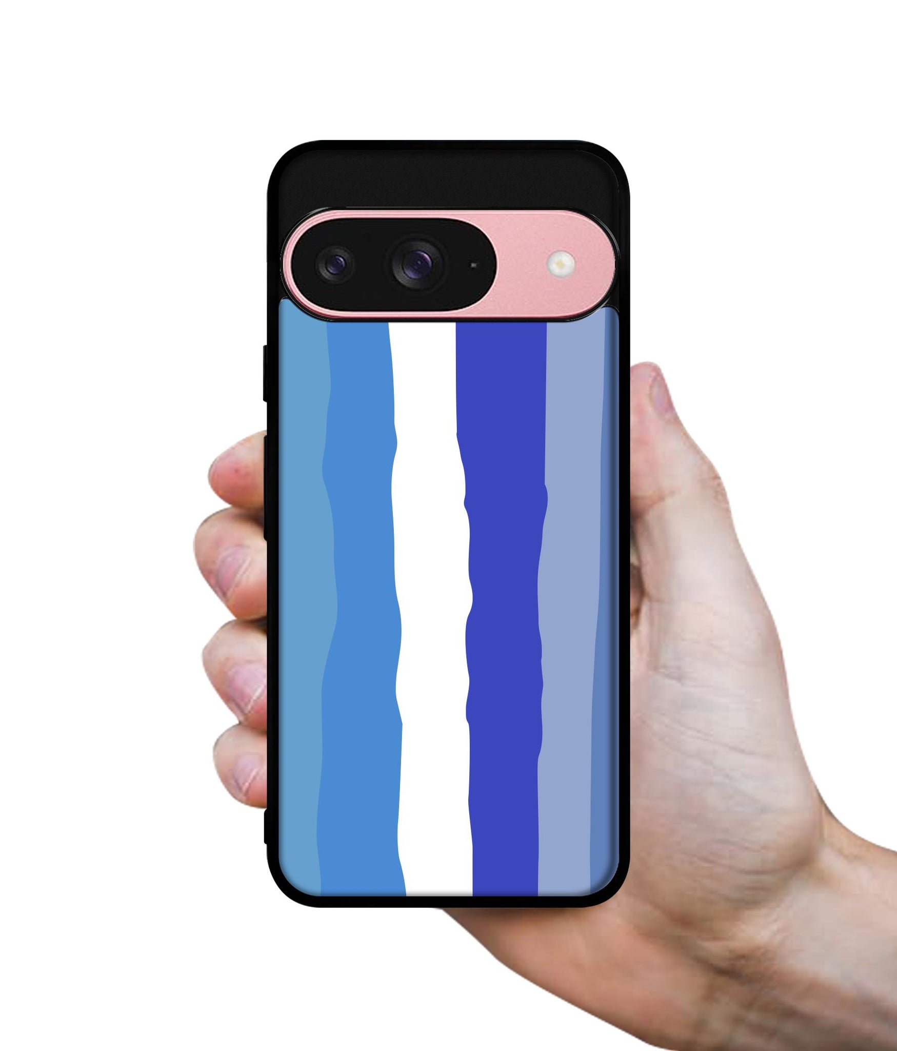 Blue Stripes Rainbow Design Designer 2D Printed Back Case Cover for Google Pixel 9 5G