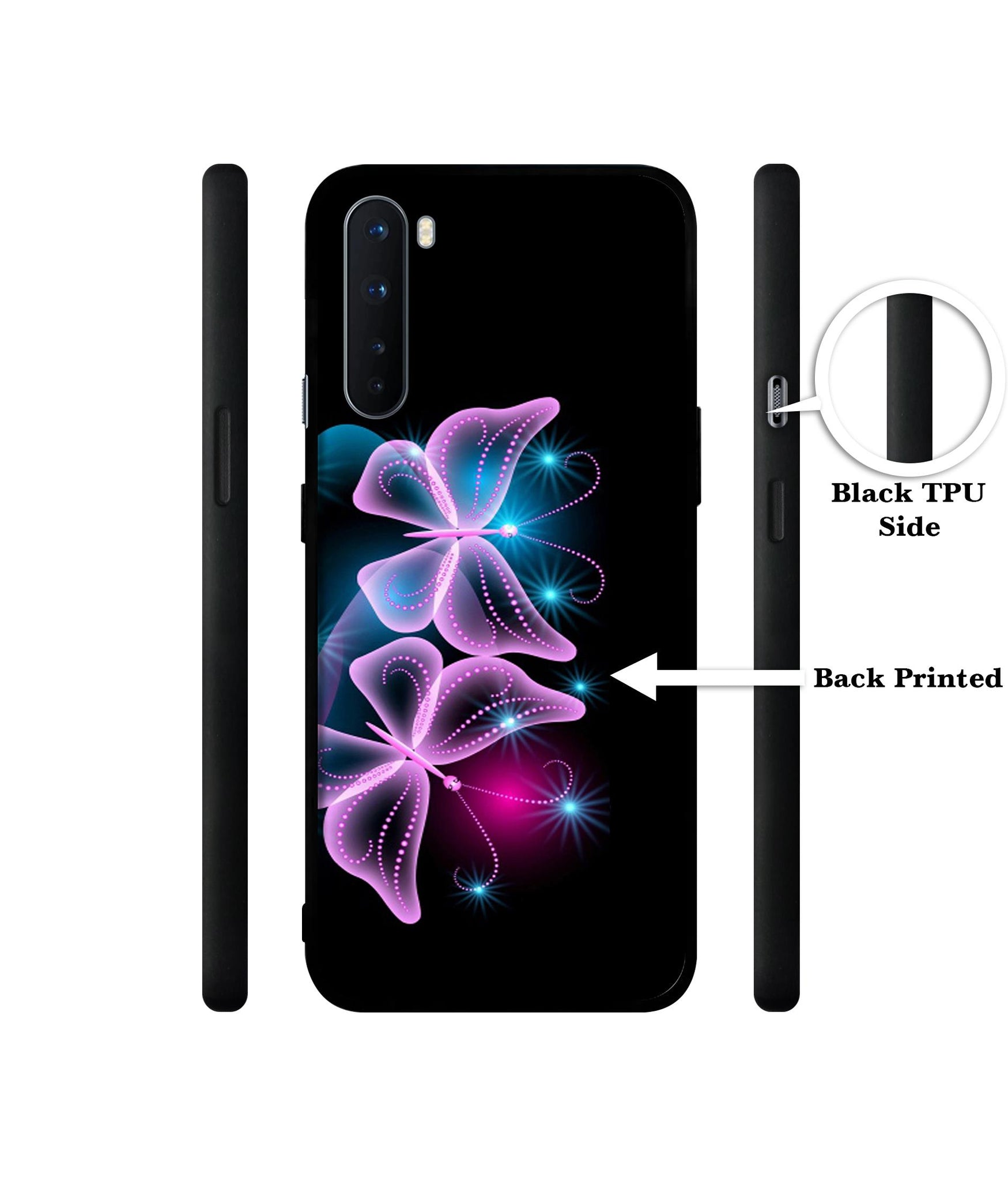 Butterflies Neon Light Design Designer 2D Printed Back Case Cover for OnePlus Nord 5G