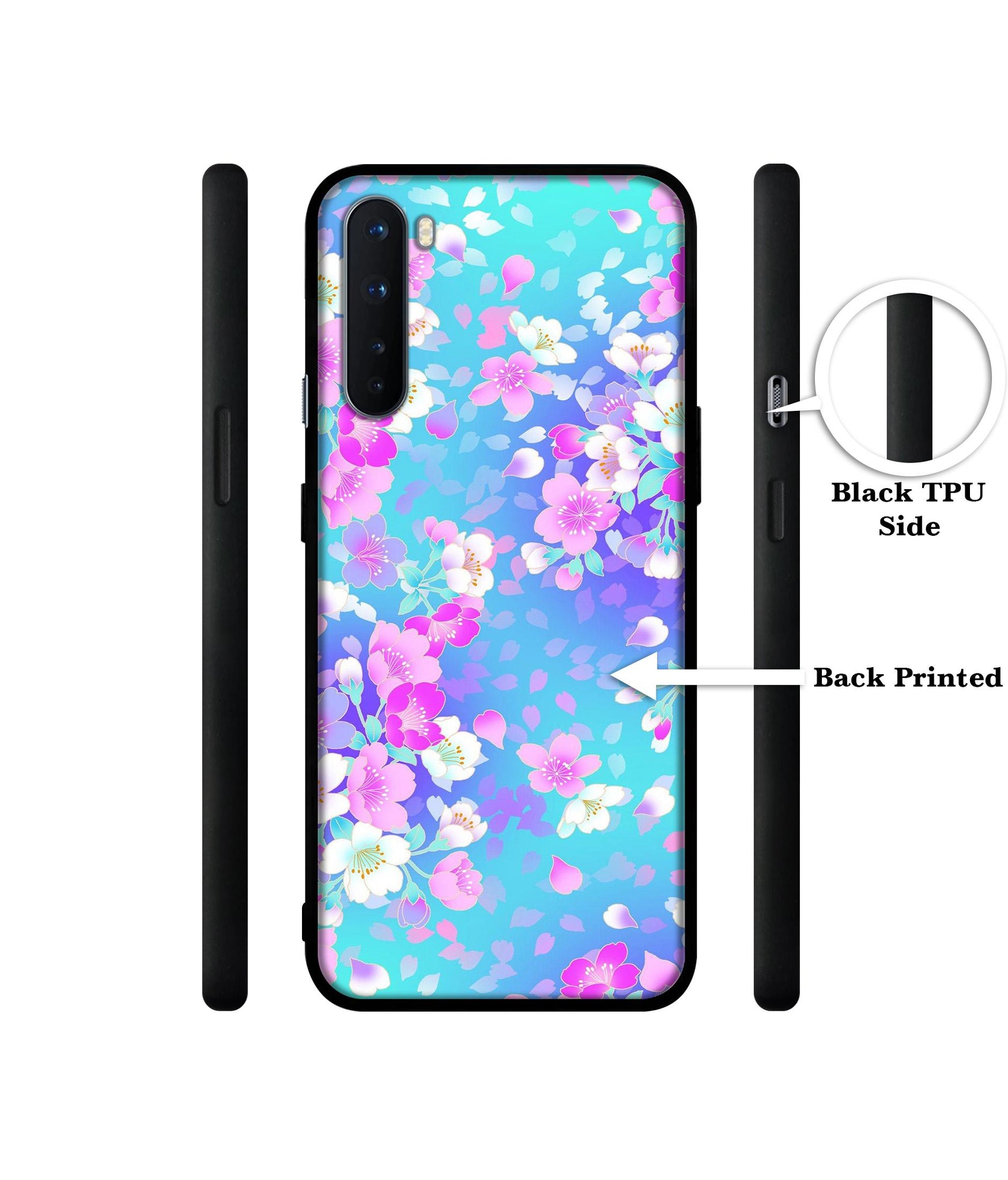 Floral Blue Pattern Design Designer 2D Printed Back Case Cover for OnePlus Nord 5G