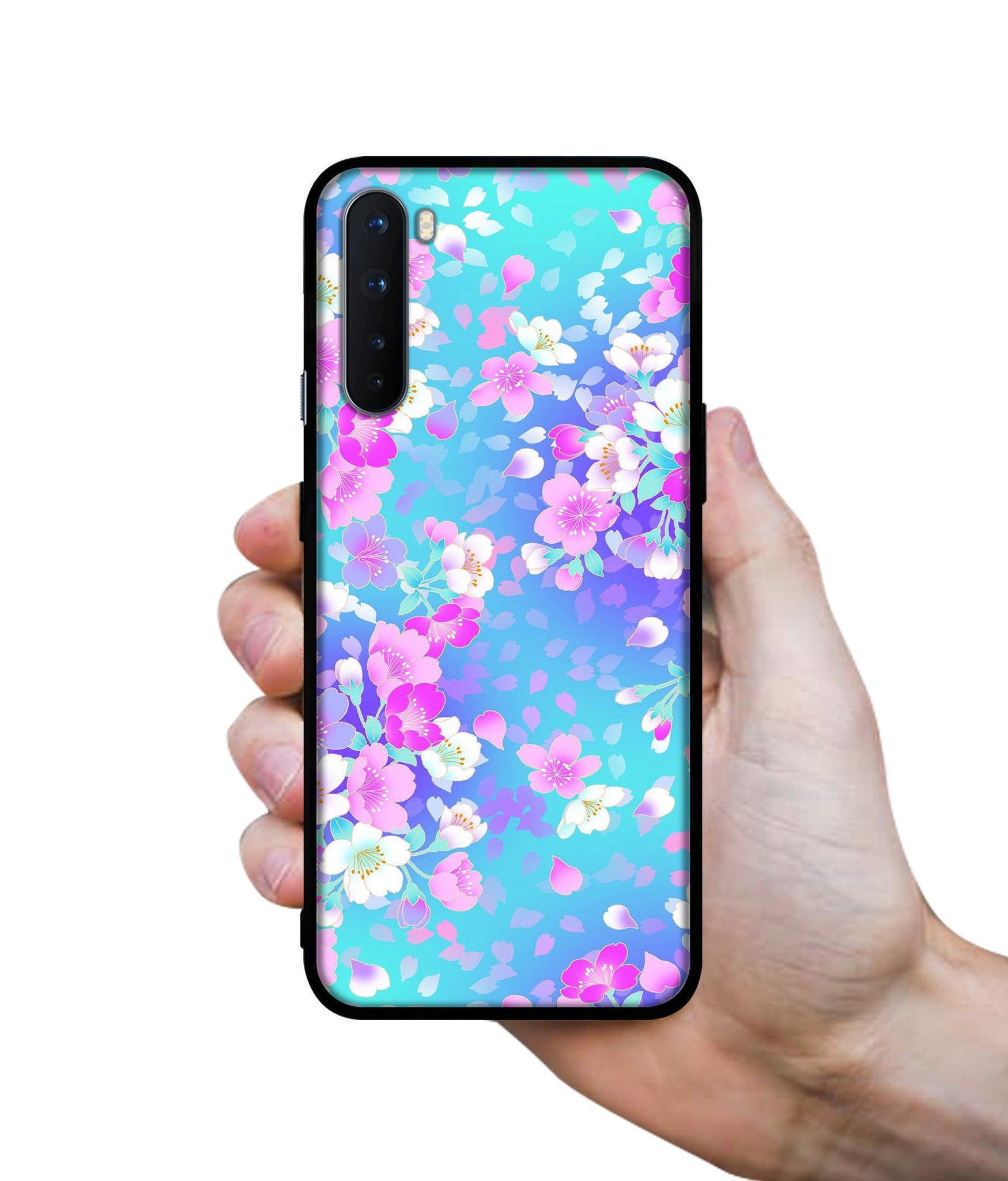 Floral Blue Pattern Design Designer 2D Printed Back Case Cover for OnePlus Nord 5G