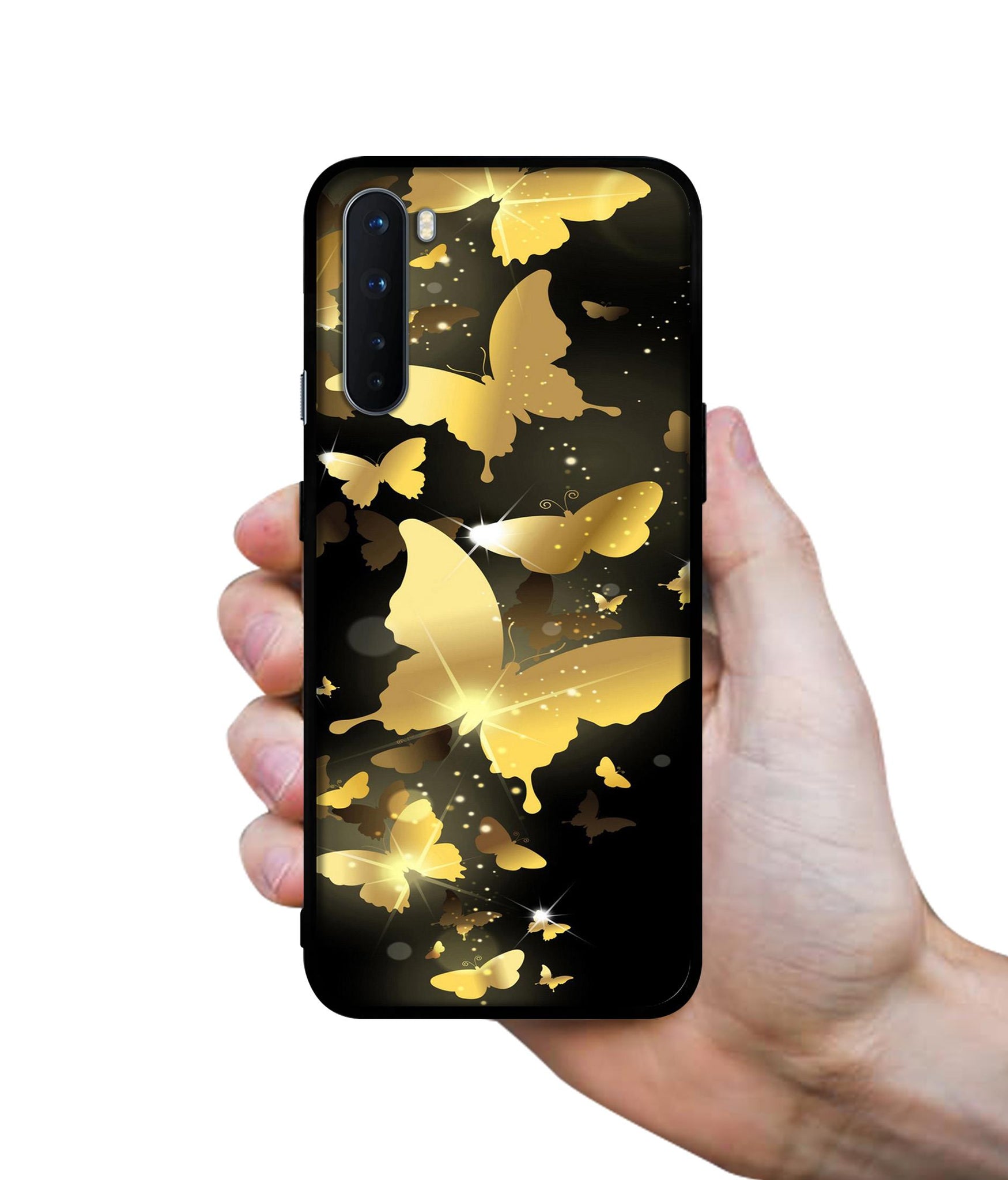 Golden Butterfly Pattern Design Designer 2D Printed Back Case Cover for OnePlus Nord 5G