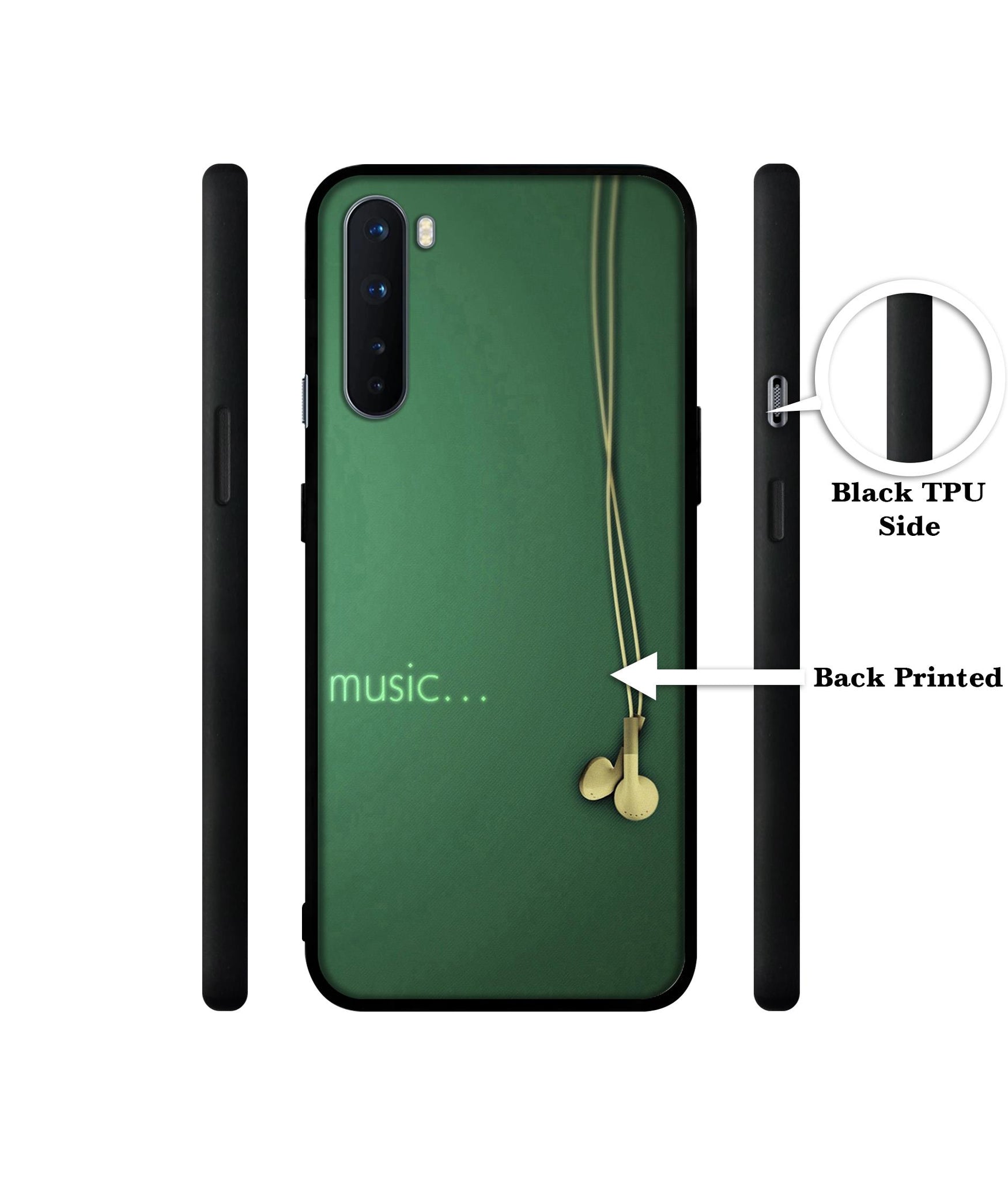 Headphone Music Design Designer 2D Printed Back Case Cover for OnePlus Nord 5G