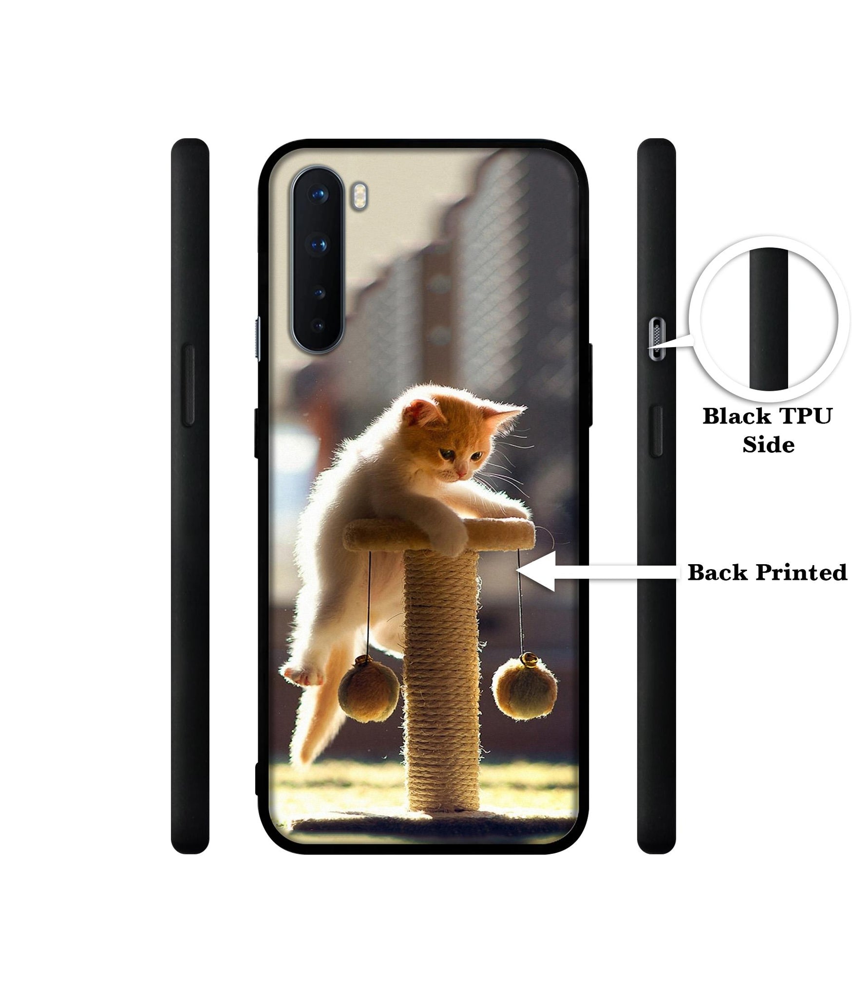 Cat Climbing Design Designer 2D Printed Back Case Cover for OnePlus Nord 5G
