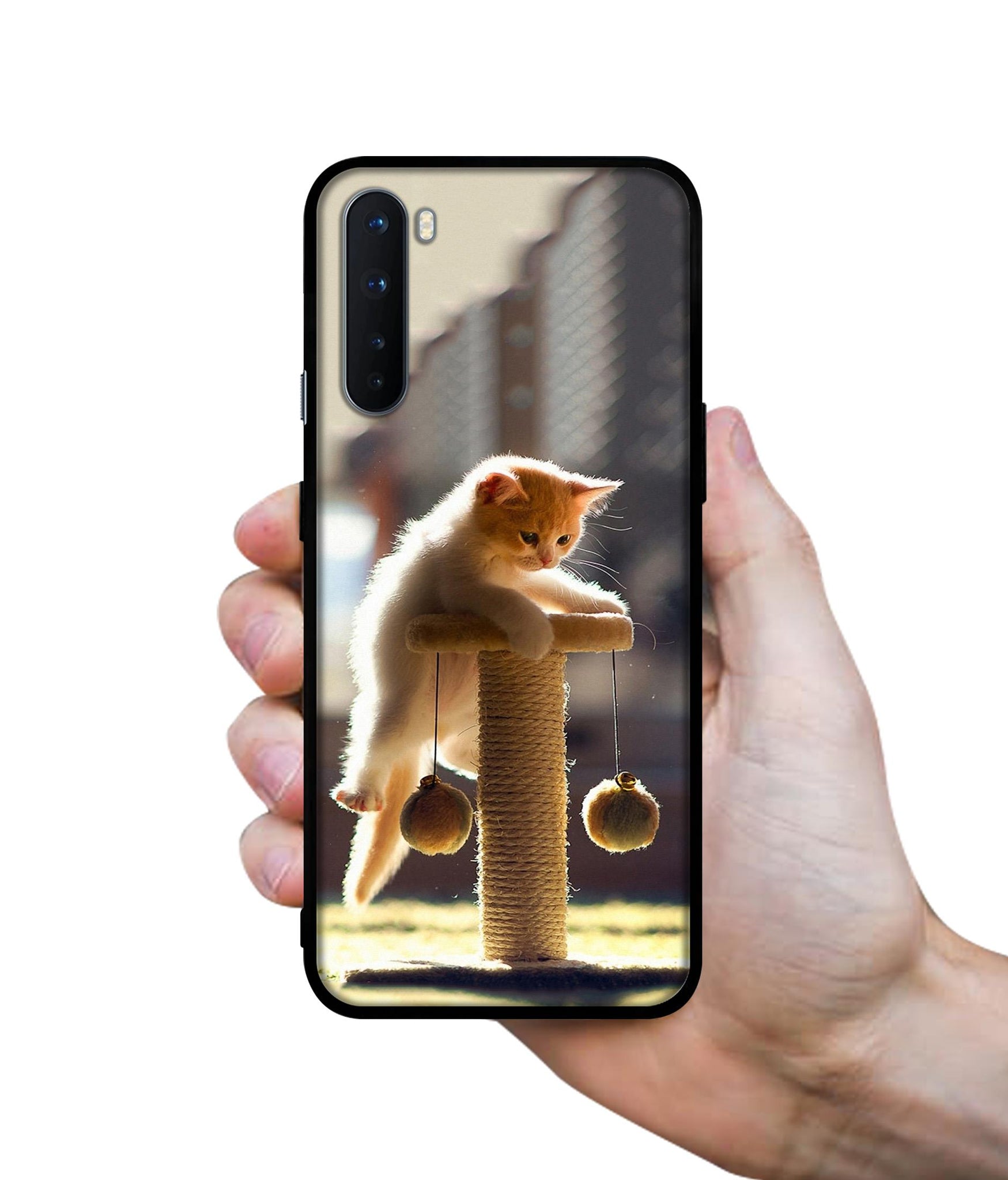 Cat Climbing Design Designer 2D Printed Back Case Cover for OnePlus Nord 5G