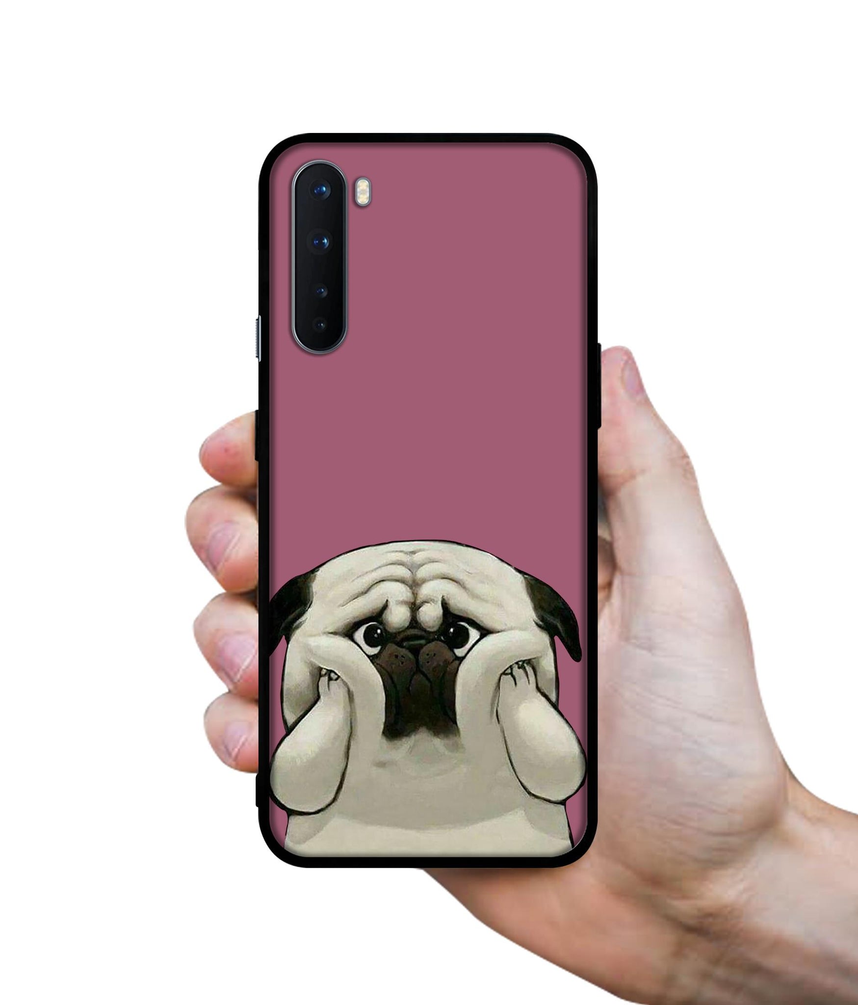 Cute Pug Holding Big Cheeks Design Designer 2D Printed Back Case Cover for OnePlus Nord 5G