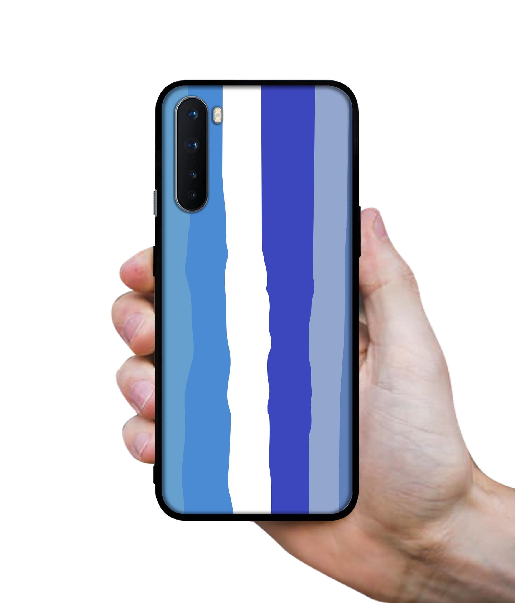 Blue Stripes Rainbow Design Designer 2D Printed Back Case Cover for OnePlus Nord 5G
