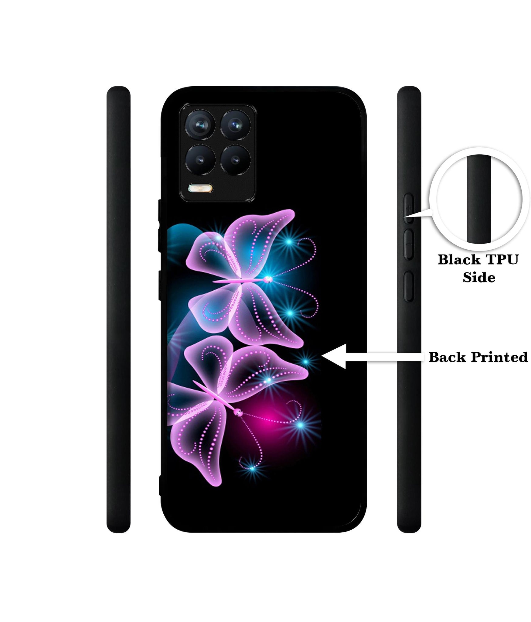Butterflies Neon Light Design Designer 2D Printed Back Case Cover for Realme 8 4G / 8 Pro 4G