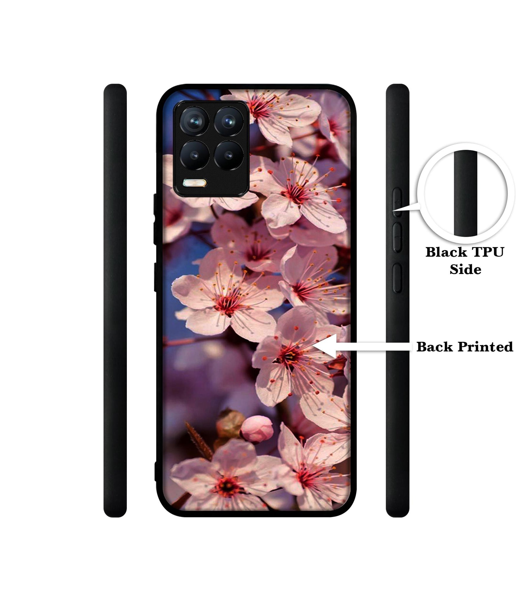 Pink Flowers Pattern Design Designer 2D Printed Back Case Cover for Realme 8 4G / 8 Pro 4G