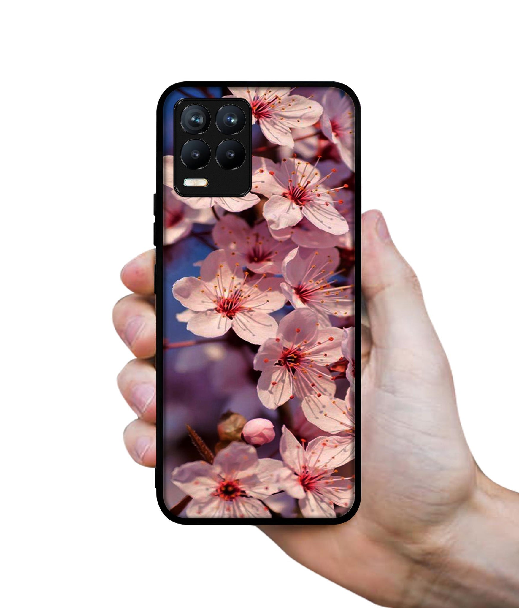 Pink Flowers Pattern Design Designer 2D Printed Back Case Cover for Realme 8 4G / 8 Pro 4G