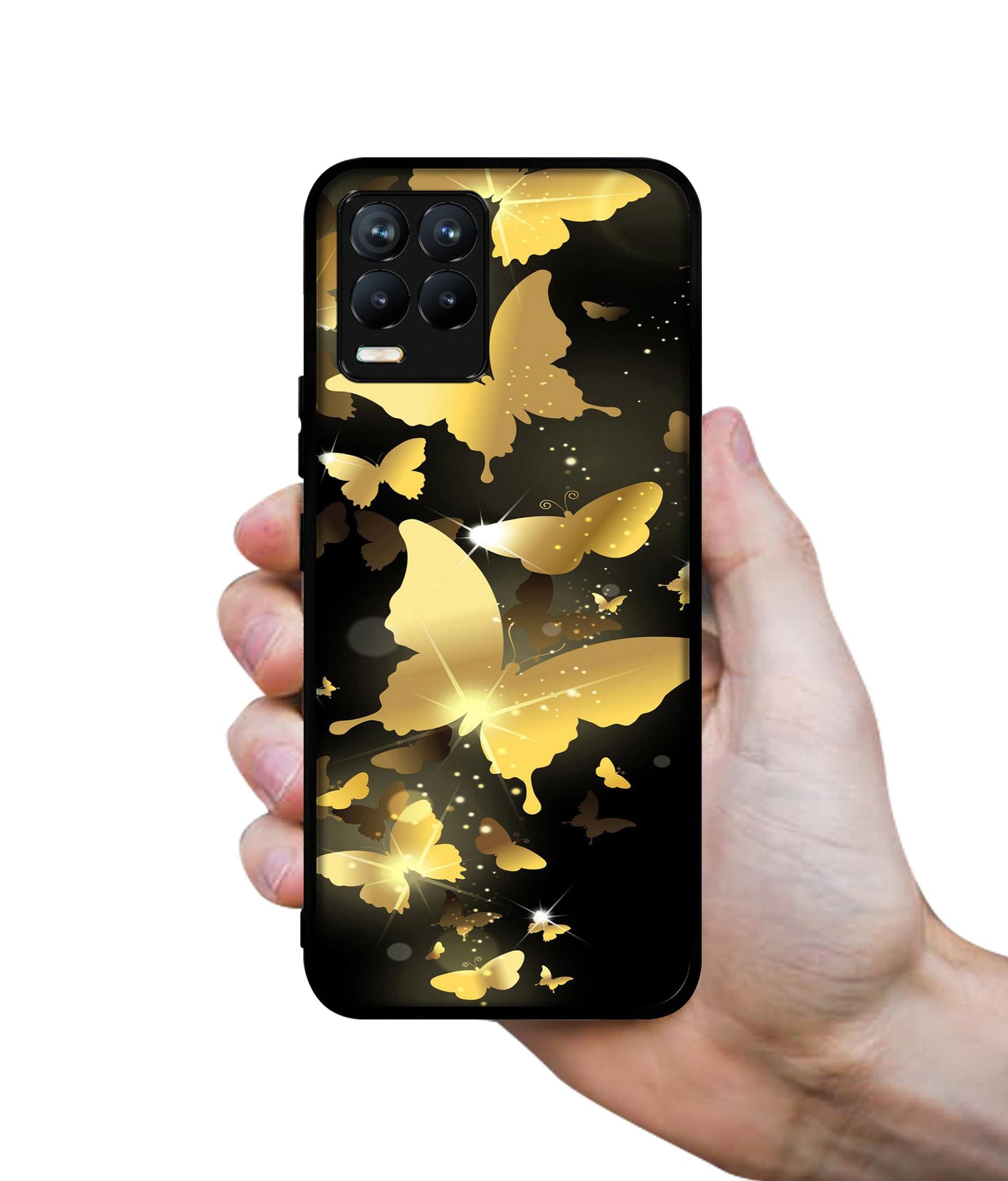 Golden Butterfly Pattern Design Designer 2D Printed Back Case Cover for Realme 8 4G / 8 Pro 4G