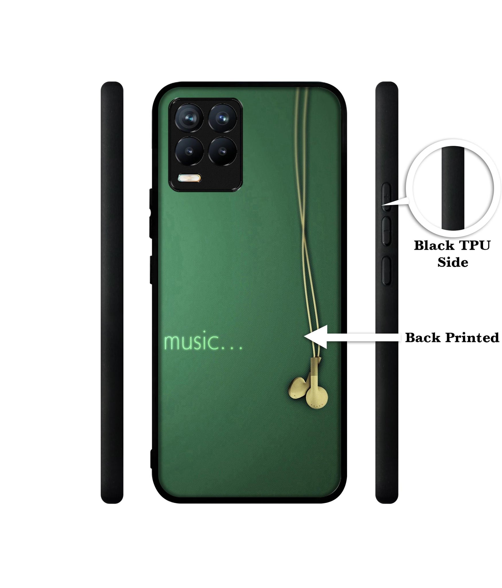 Headphone Music Design Designer 2D Printed Back Case Cover for Realme 8 4G / 8 Pro 4G