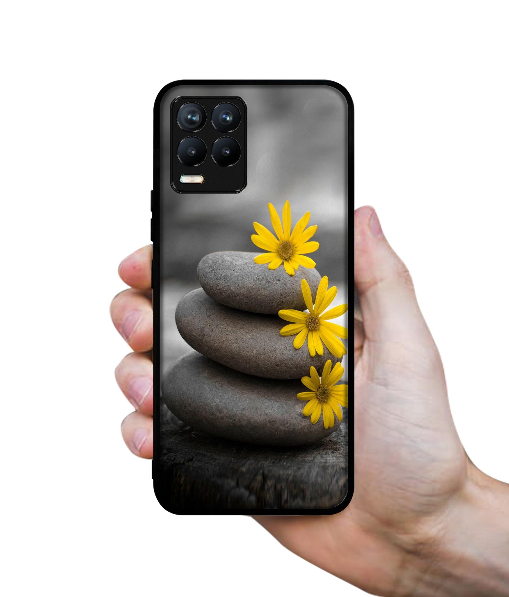 Stones And Flower Design Designer 2D Printed Back Case Cover for Realme 8 4G / 8 Pro 4G