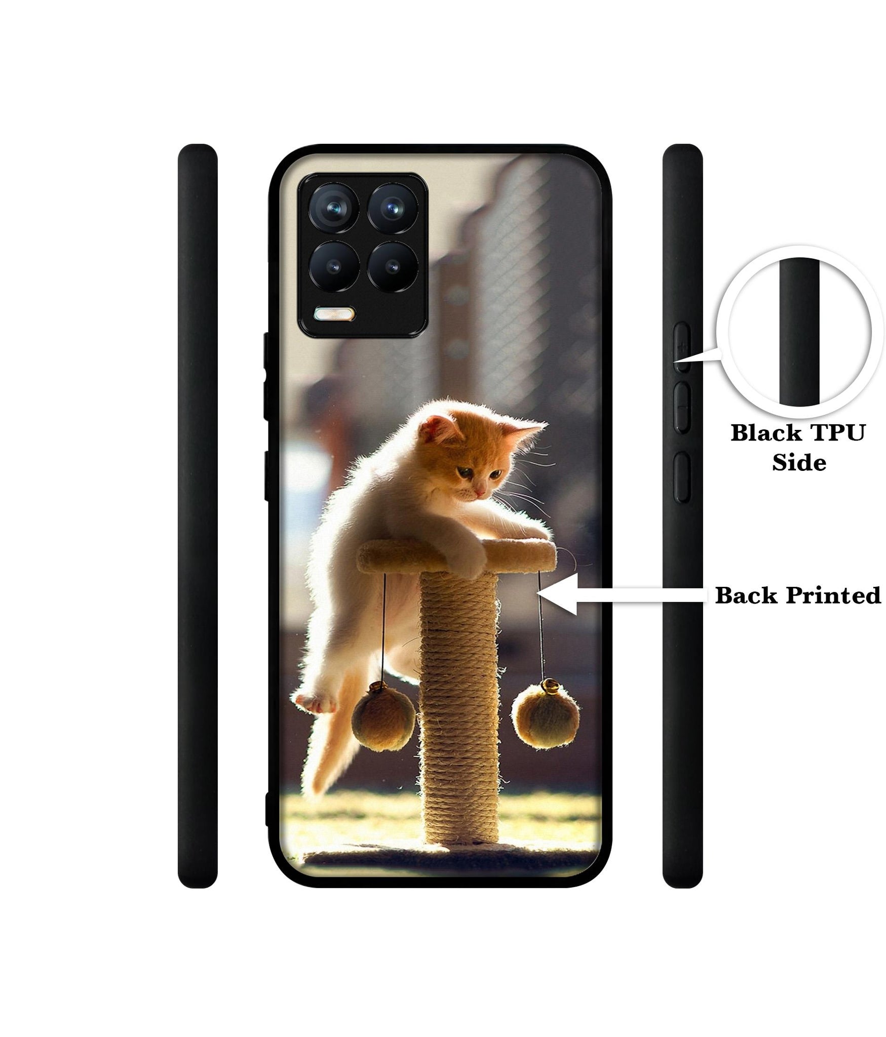 Cat Climbing Design Designer 2D Printed Back Case Cover for Realme 8 4G / 8 Pro 4G