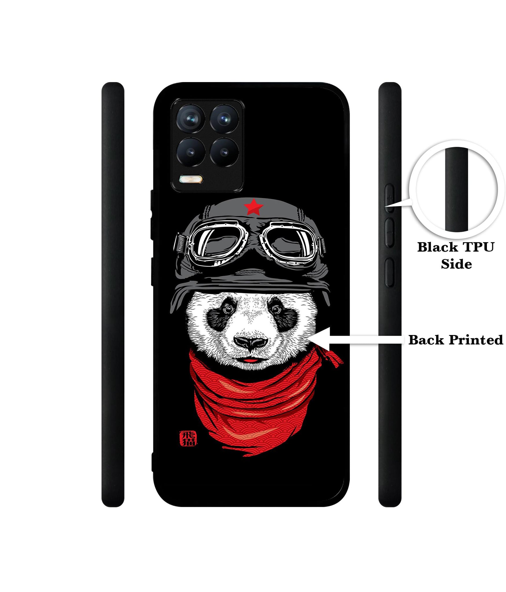 Biker Panda Design Designer 2D Printed Back Case Cover for Realme 8 4G / 8 Pro 4G