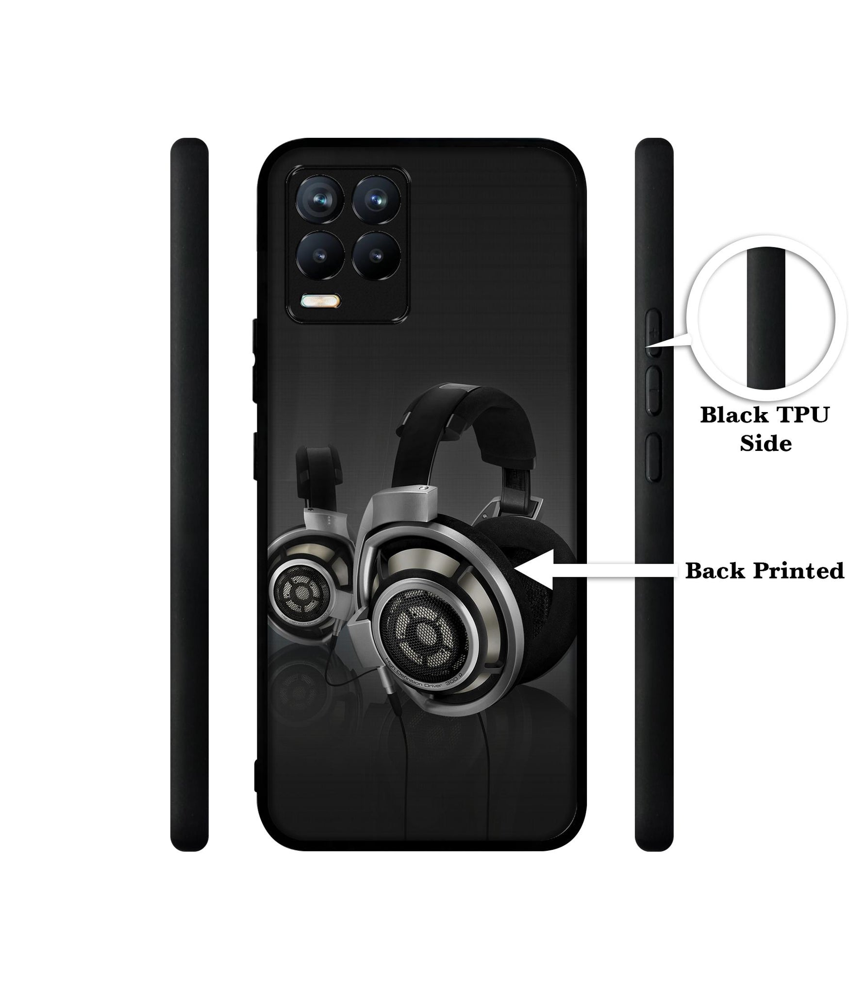Head Phone Design Designer 2D Printed Back Case Cover for Realme 8 4G / 8 Pro 4G