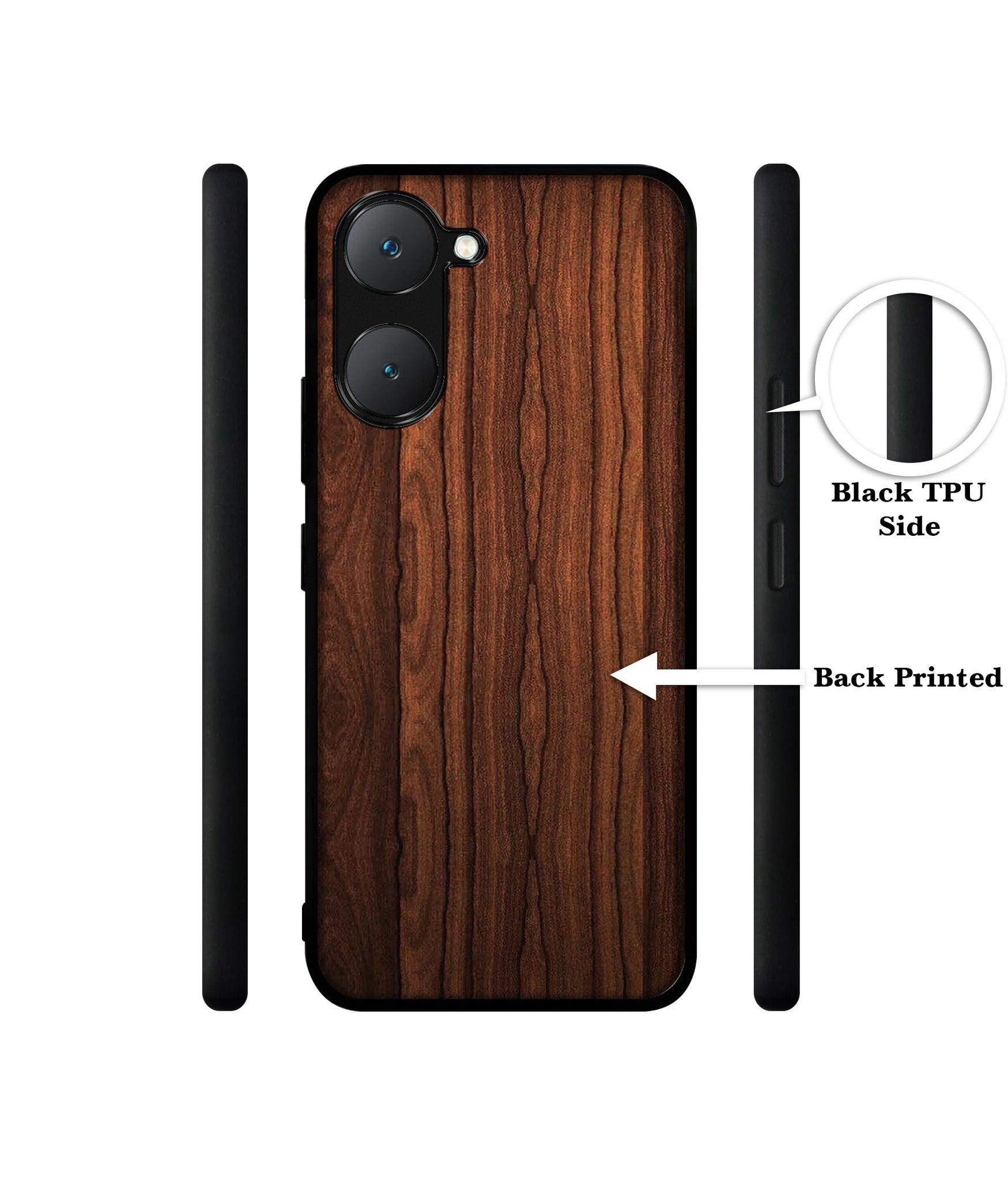 Brown Wooden Texture Design Designer 2D Printed Back Case Cover for Vivo Y18 4G / Y18e 4G / Y03 4G / T3 Lite 5G / Z9 Lite 5G