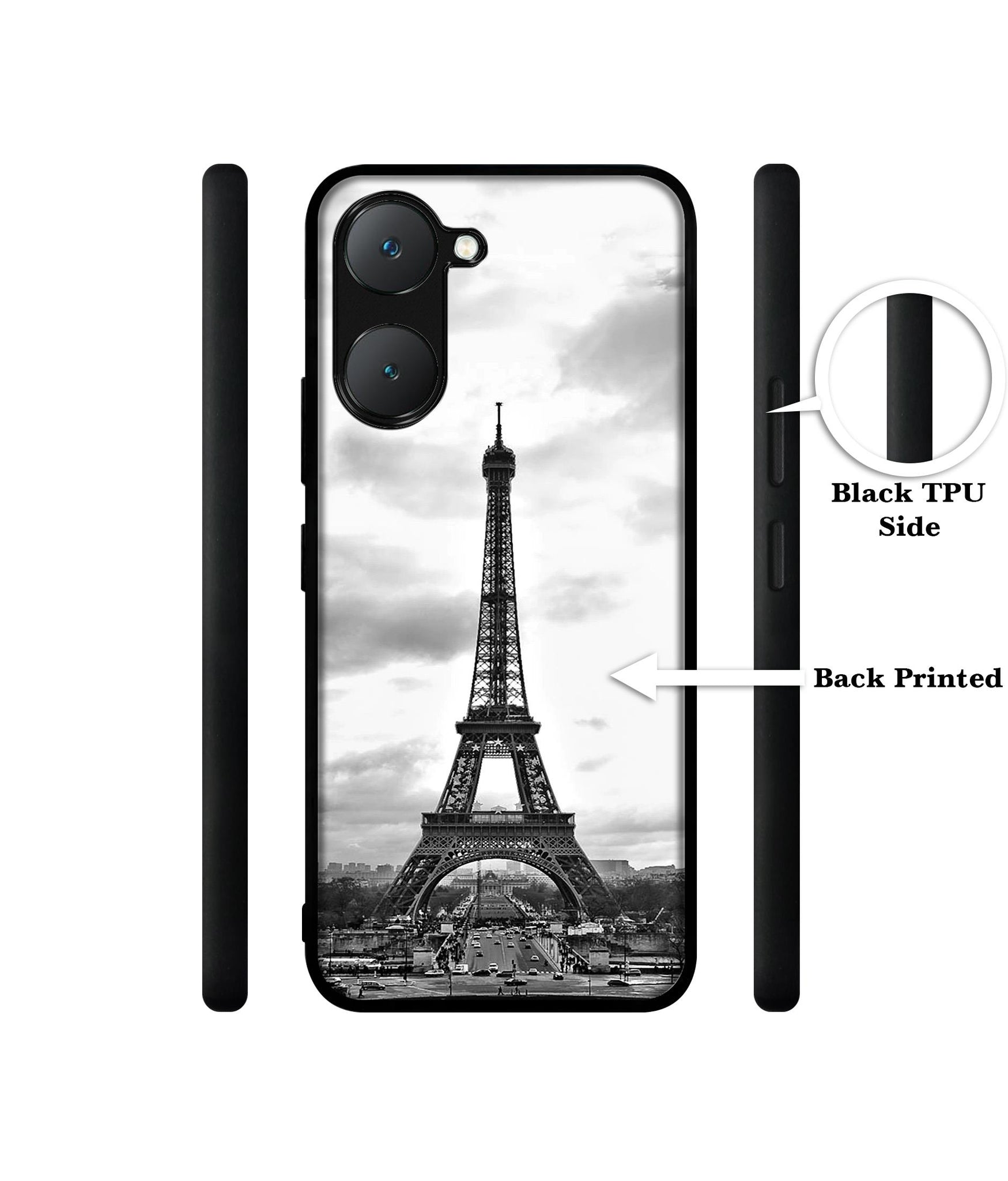 Eiffel Tower Design Designer 2D Printed Back Case Cover for Vivo Y18 4G / Y18e 4G / Y03 4G / T3 Lite 5G / Z9 Lite 5G