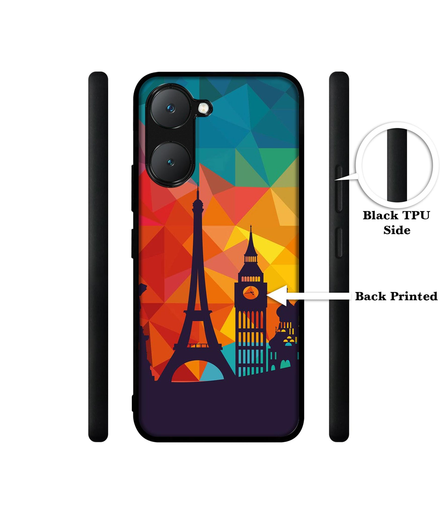 Colored Paris Design Designer 2D Printed Back Case Cover for Vivo Y18 4G / Y18e 4G / Y03 4G / T3 Lite 5G / Z9 Lite 5G