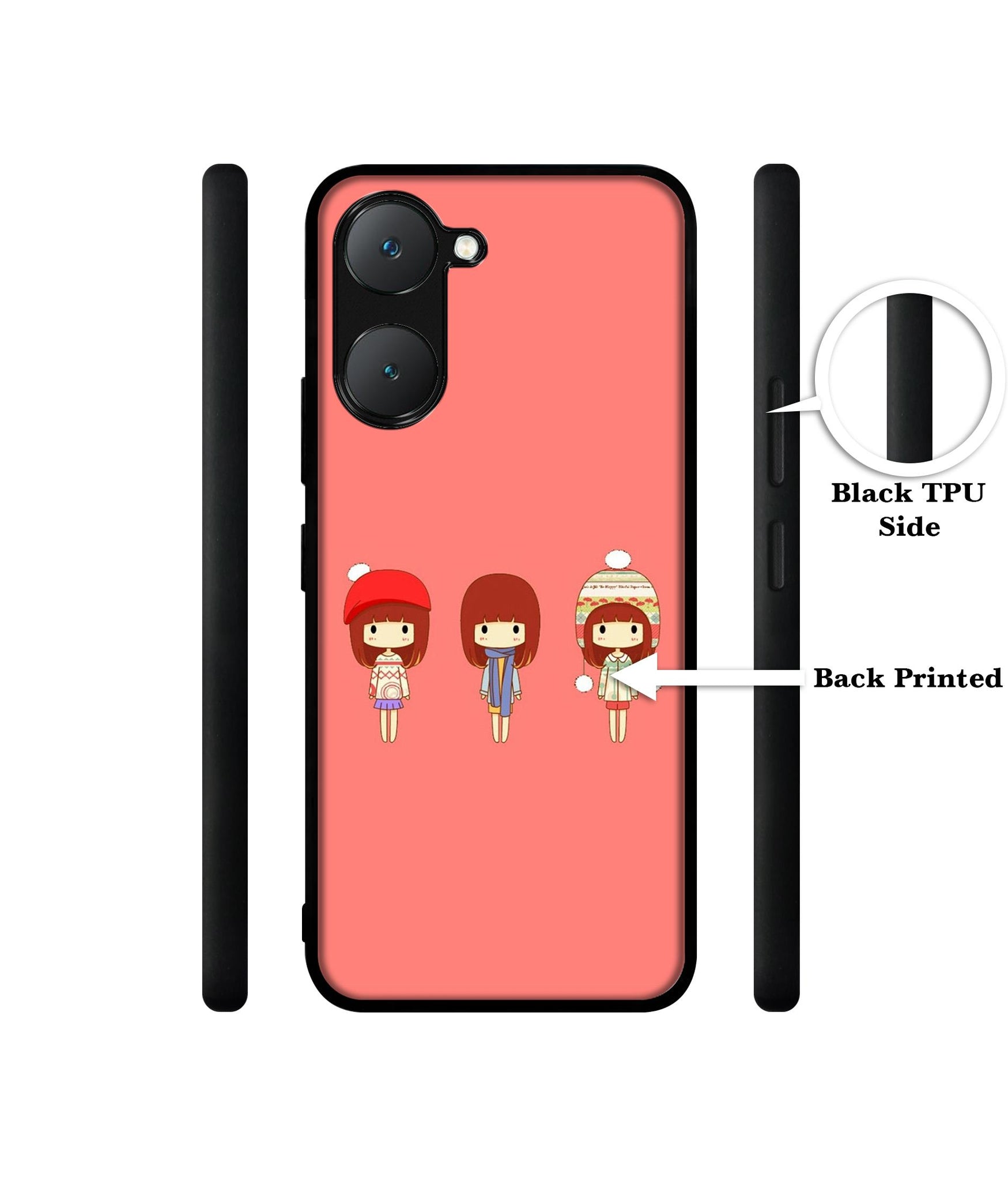 Cute Girls Design Designer 2D Printed Back Case Cover for Vivo Y18 4G / Y18e 4G / Y03 4G / T3 Lite 5G / Z9 Lite 5G