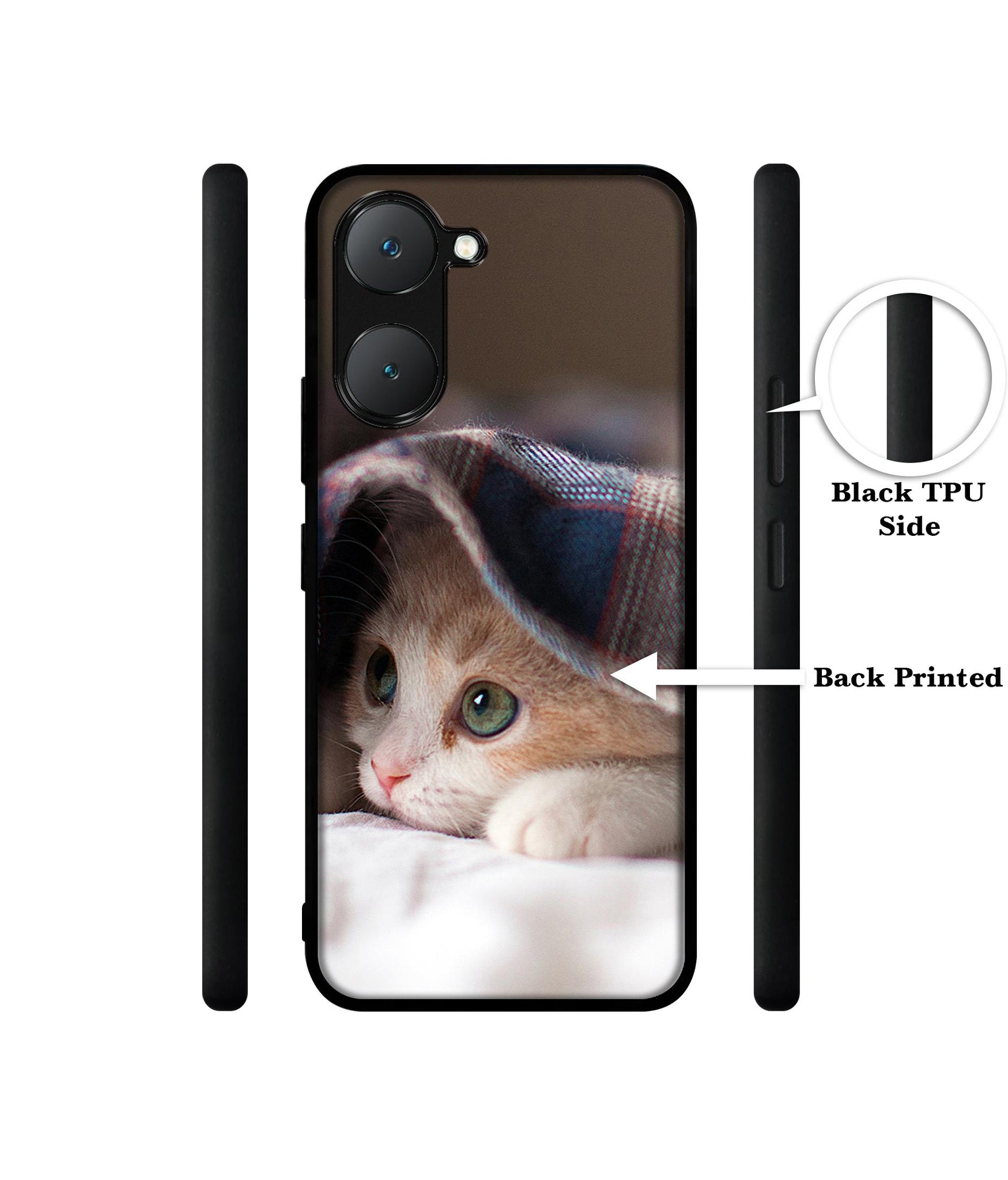 Sleepy Kitten Design Designer 2D Printed Back Case Cover for Vivo Y18 4G / Y18e 4G / Y03 4G / T3 Lite 5G / Z9 Lite 5G
