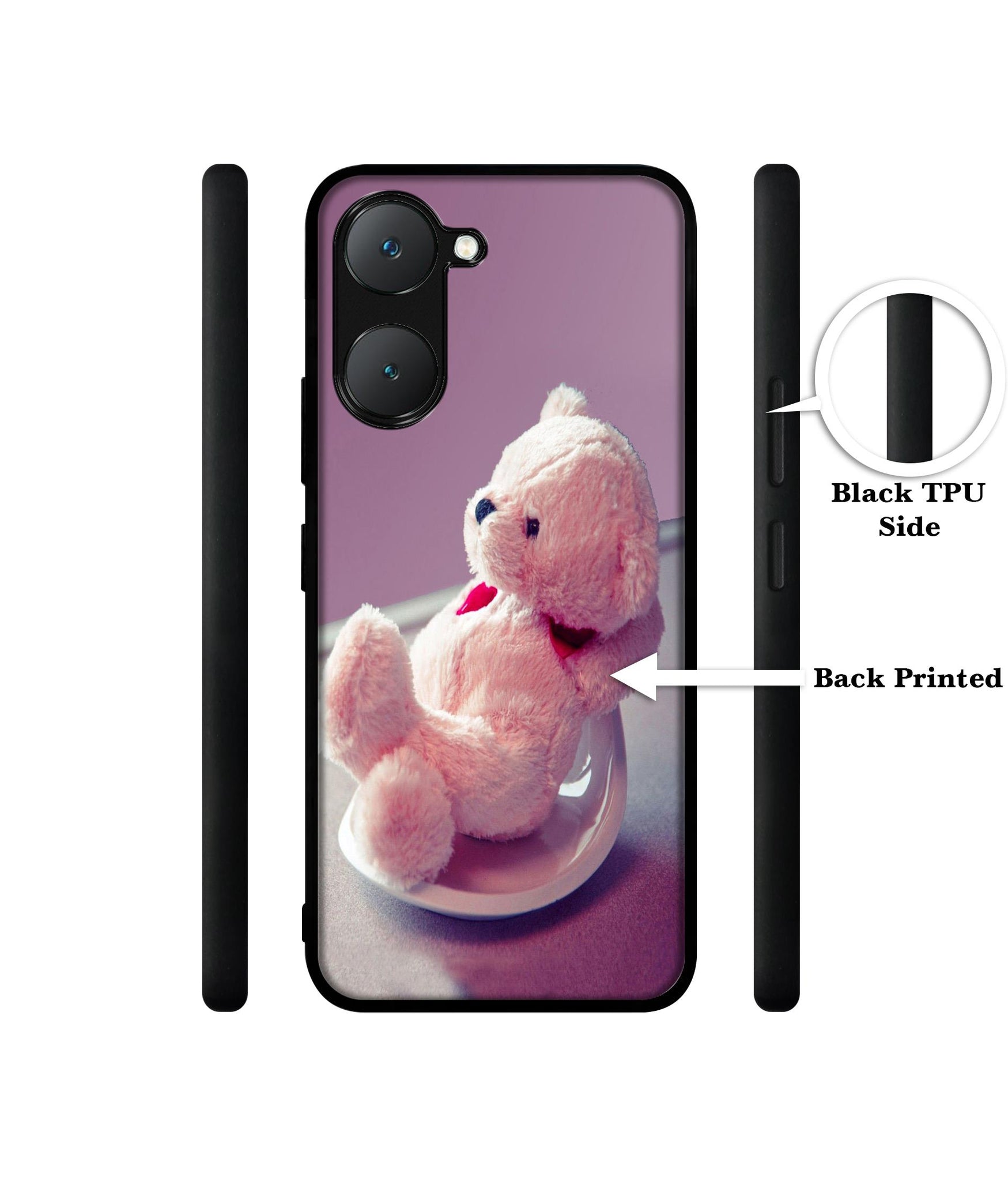 Cute Teddy Bear Design Designer 2D Printed Back Case Cover for Vivo Y18 4G / Y18e 4G / Y03 4G / T3 Lite 5G / Z9 Lite 5G