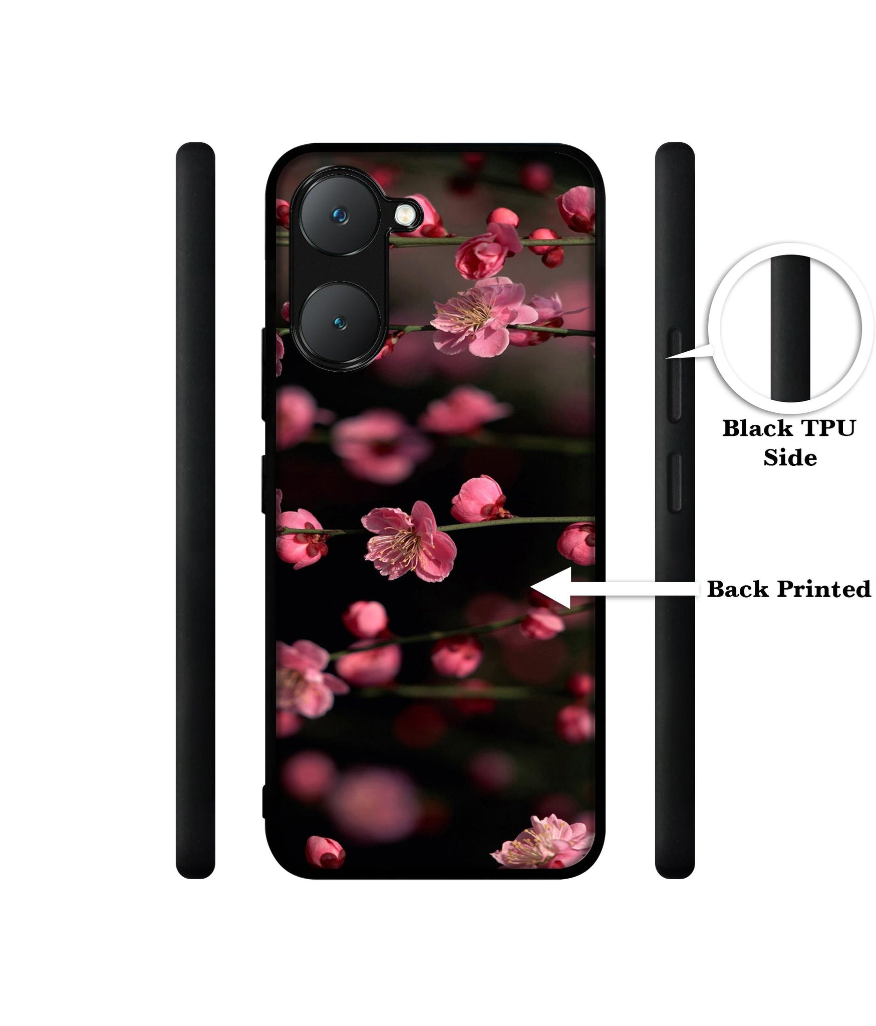 Pink Flowers Design Designer 2D Printed Back Case Cover for Vivo Y18 4G / Y18e 4G / Y03 4G / T3 Lite 5G / Z9 Lite 5G