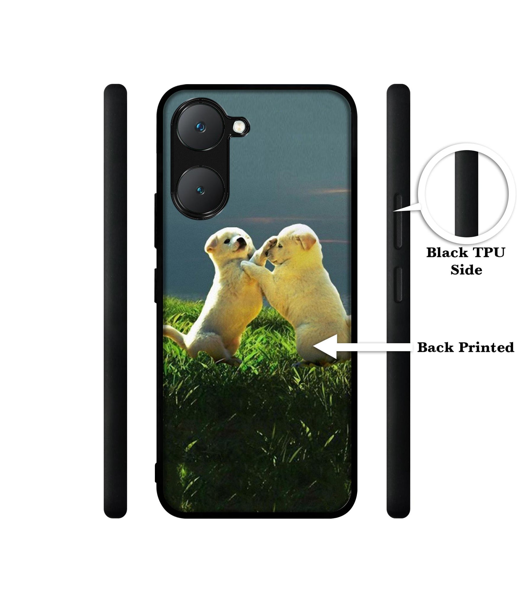 Puppy Couple Sunset Design Designer 2D Printed Back Case Cover for Vivo Y18 4G / Y18e 4G / Y03 4G / T3 Lite 5G / Z9 Lite 5G