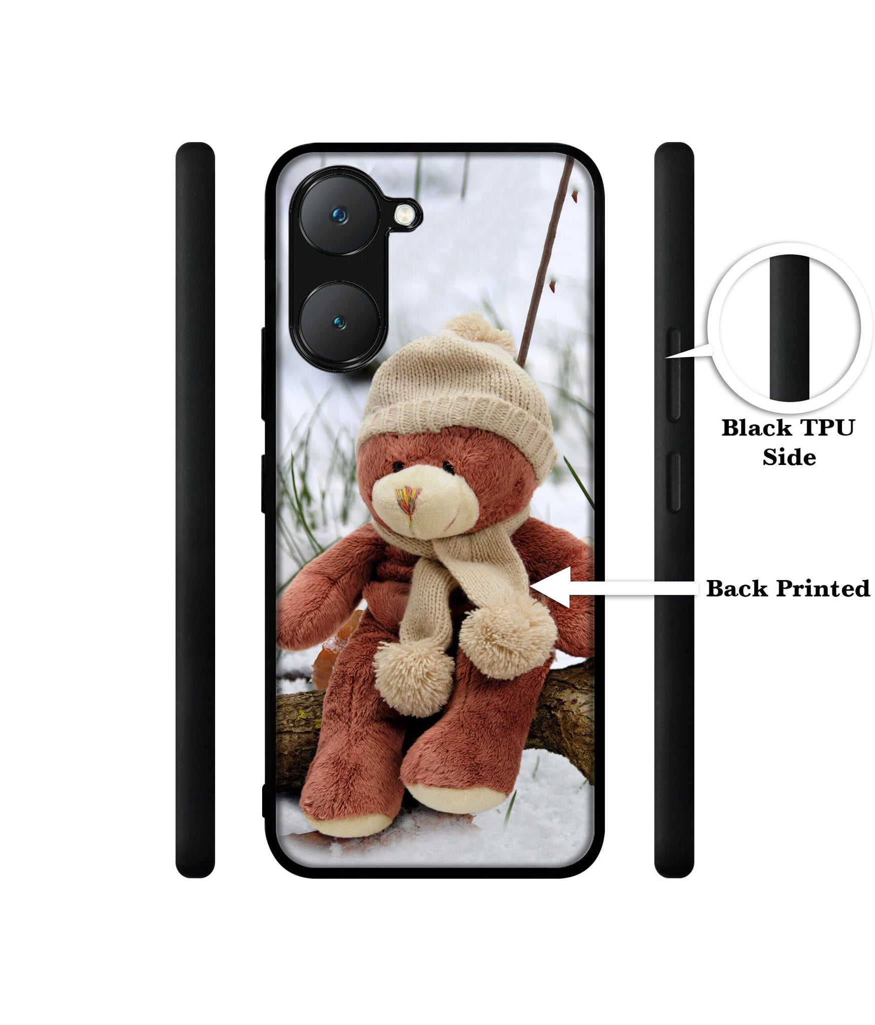 Woolen Bear Design Designer 2D Printed Back Case Cover for Vivo Y18 4G / Y18e 4G / Y03 4G / T3 Lite 5G / Z9 Lite 5G