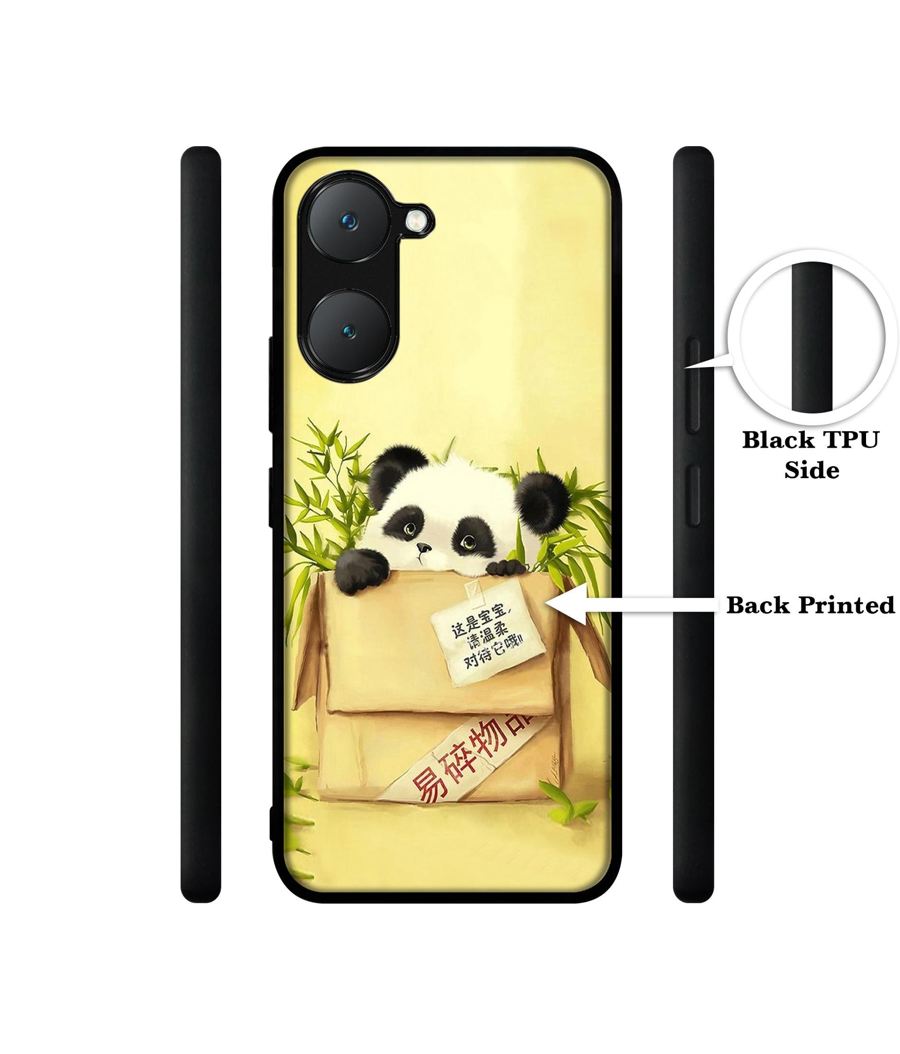 Panda In Box Design Designer 2D Printed Back Case Cover for Vivo Y18 4G / Y18e 4G / Y03 4G / T3 Lite 5G / Z9 Lite 5G